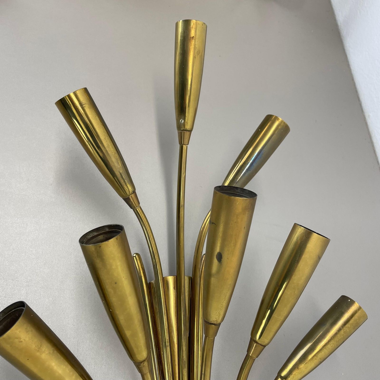 photo furniture Rare Minimalist 39cm Brass Stilnovo Style Theatre Wall Light Sconce, Italy 1950s