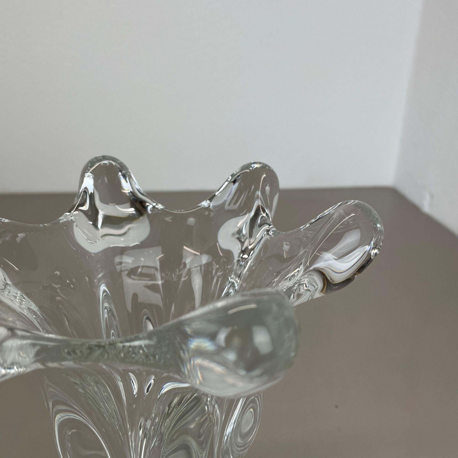 Home Decor Small Lucid 21cm Floral Bubble Crystal Glass Vase By Art Vannes, France, 1970s photo