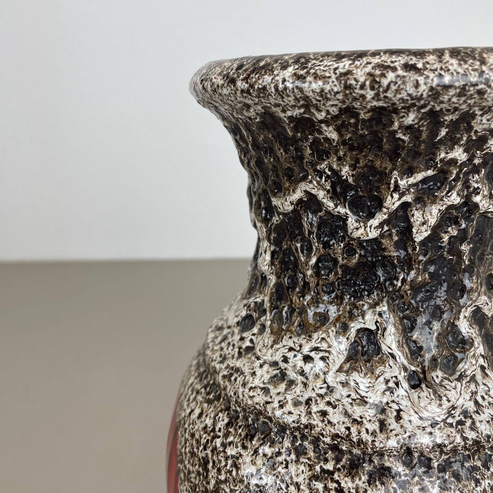 Home Decor Large 26cm Zig Zag Lora Pottery Fat Lava Vase By Scheurich, Germany, 1970s photo