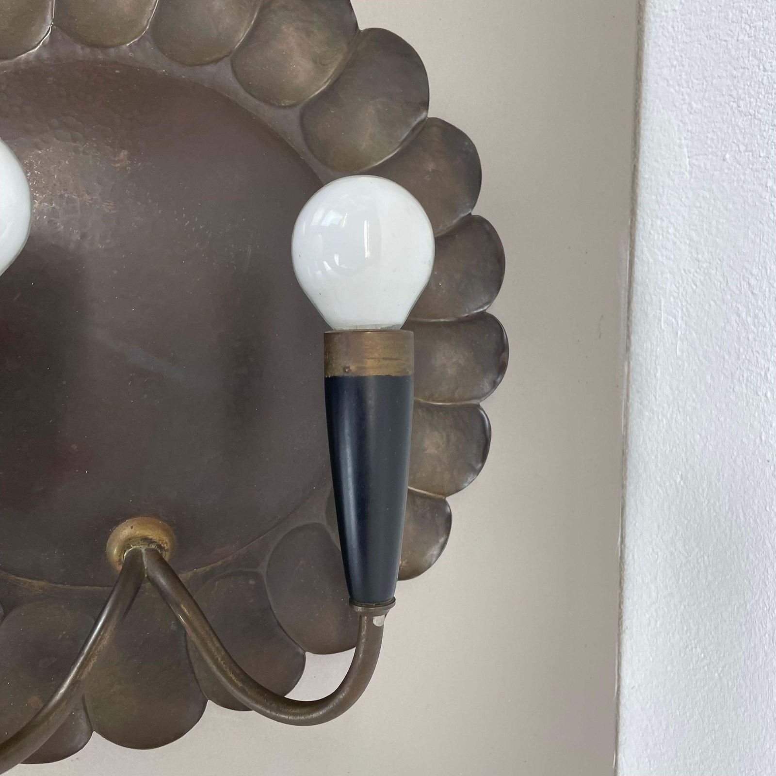 Lighting Set Of 2 Brass 31cm Gio Ponti Style Theatre Wall Light Sconces, Italy, 1950s photo