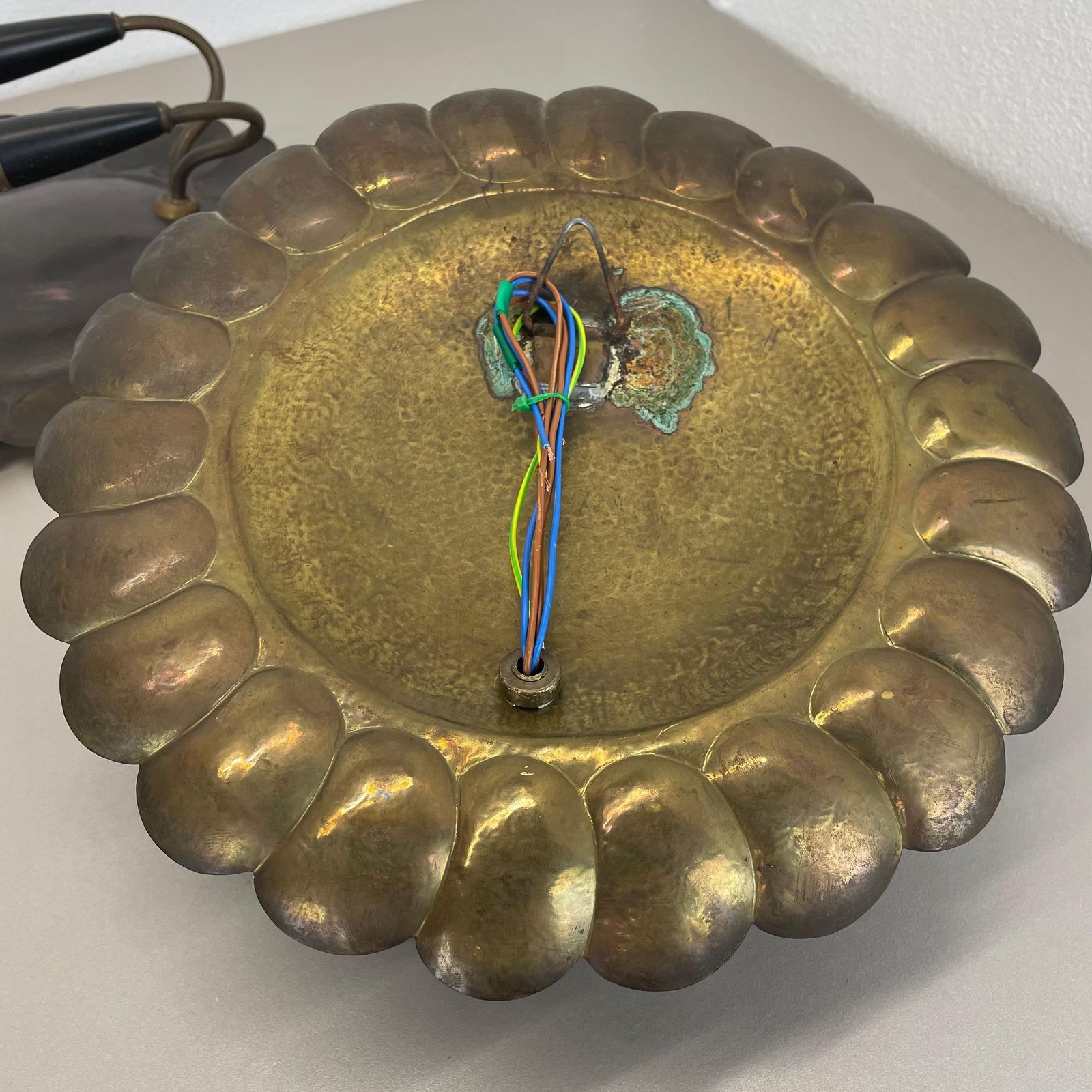 photo buy Set Of 2 Brass 31cm Gio Ponti Style Theatre Wall Light Sconces, Italy, 1950s