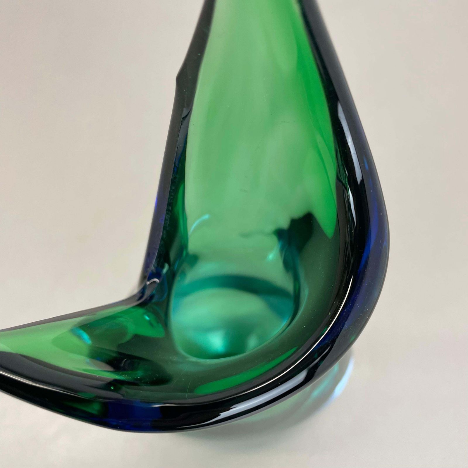 photo for sale Large 31cm Green Murano Glass Sommerso Vase By Flavio Poli Attr., Italy, 1970