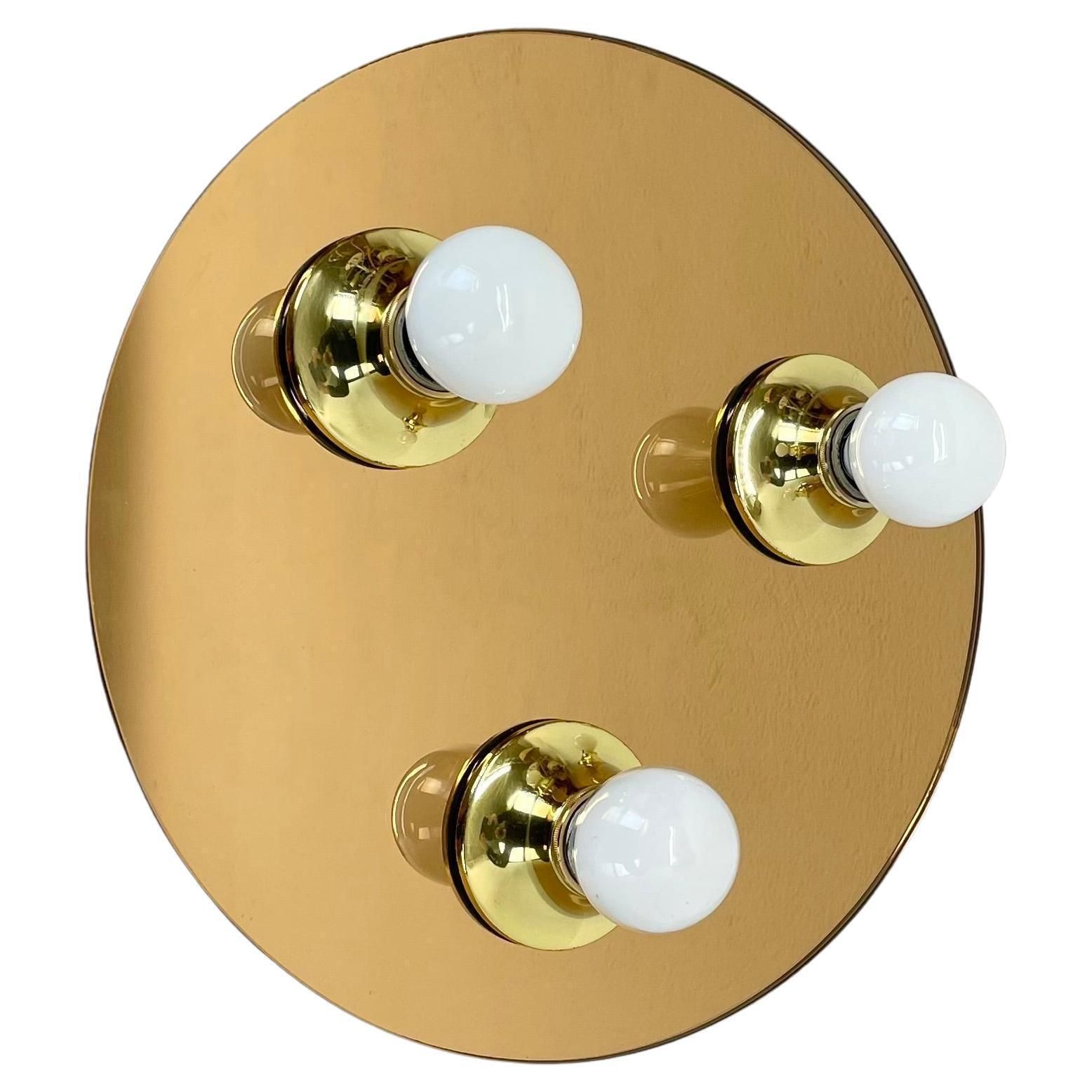 Golden 30cm Pop Art Space Age Mirror Wall Light By Eglo Light Germany, 1980s