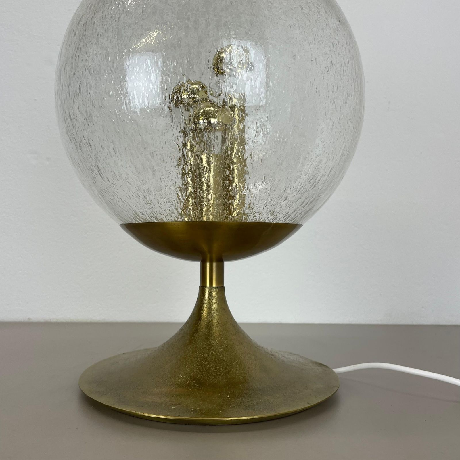 Huge 44cm Hollywood Regency Stilnovo Style Brass Ball Table Light, Italy 1970s photo for sale
