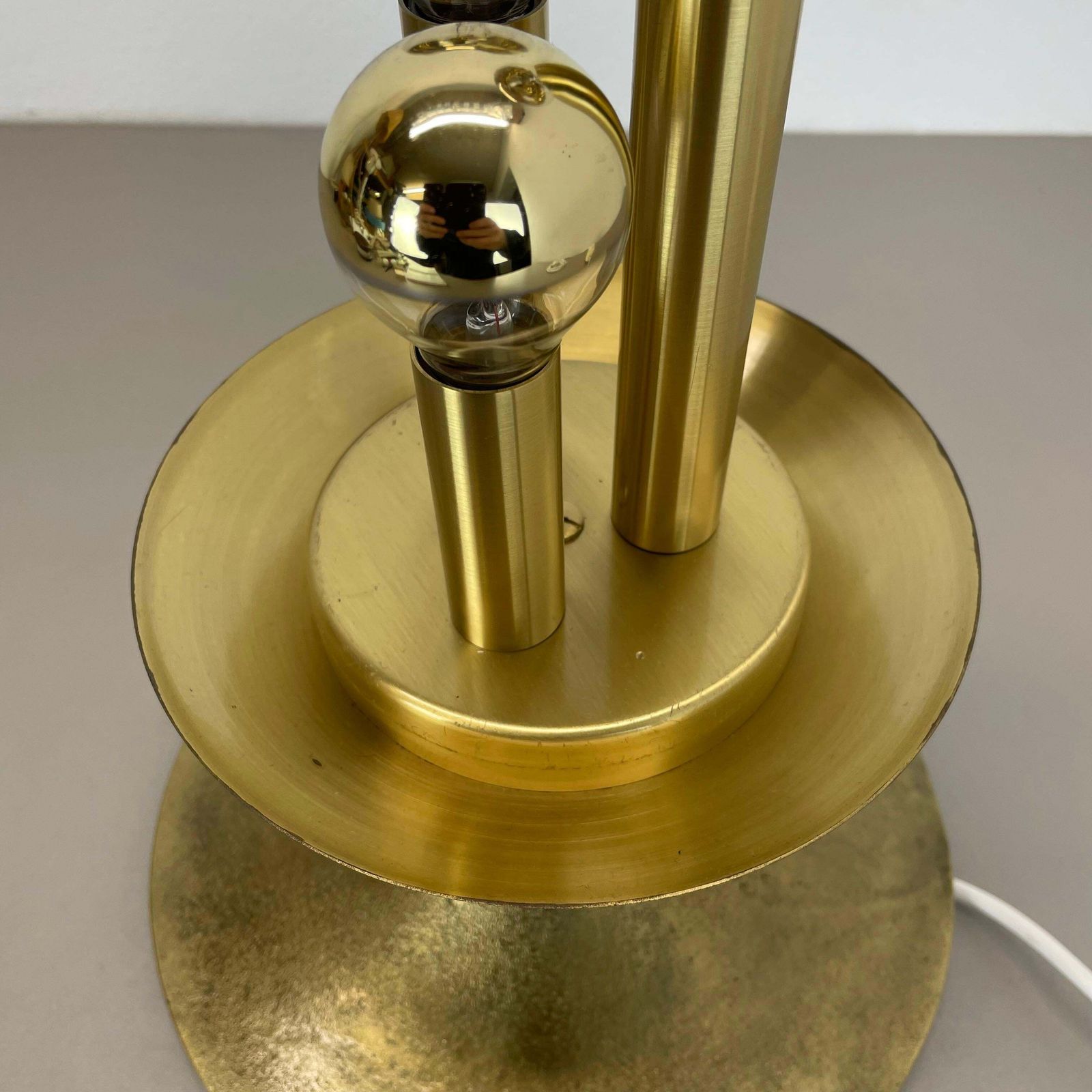 photo for sale Huge 44cm Hollywood Regency Stilnovo Style Brass Ball Table Light, Italy 1970s
