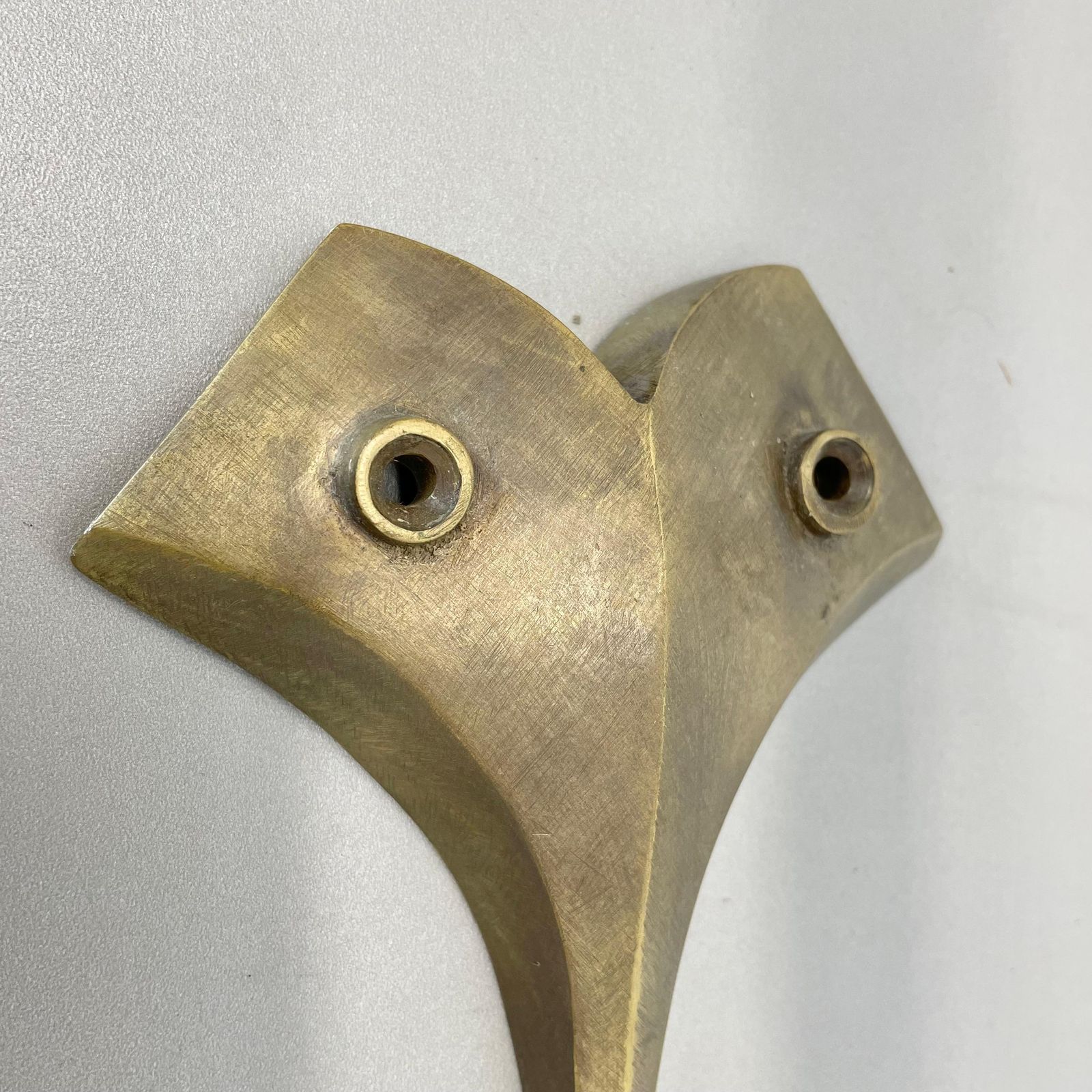Lighting Set Of Two Large 28cm Brutalist Bronze Brass Wall Sconces, Italy 1950s photo