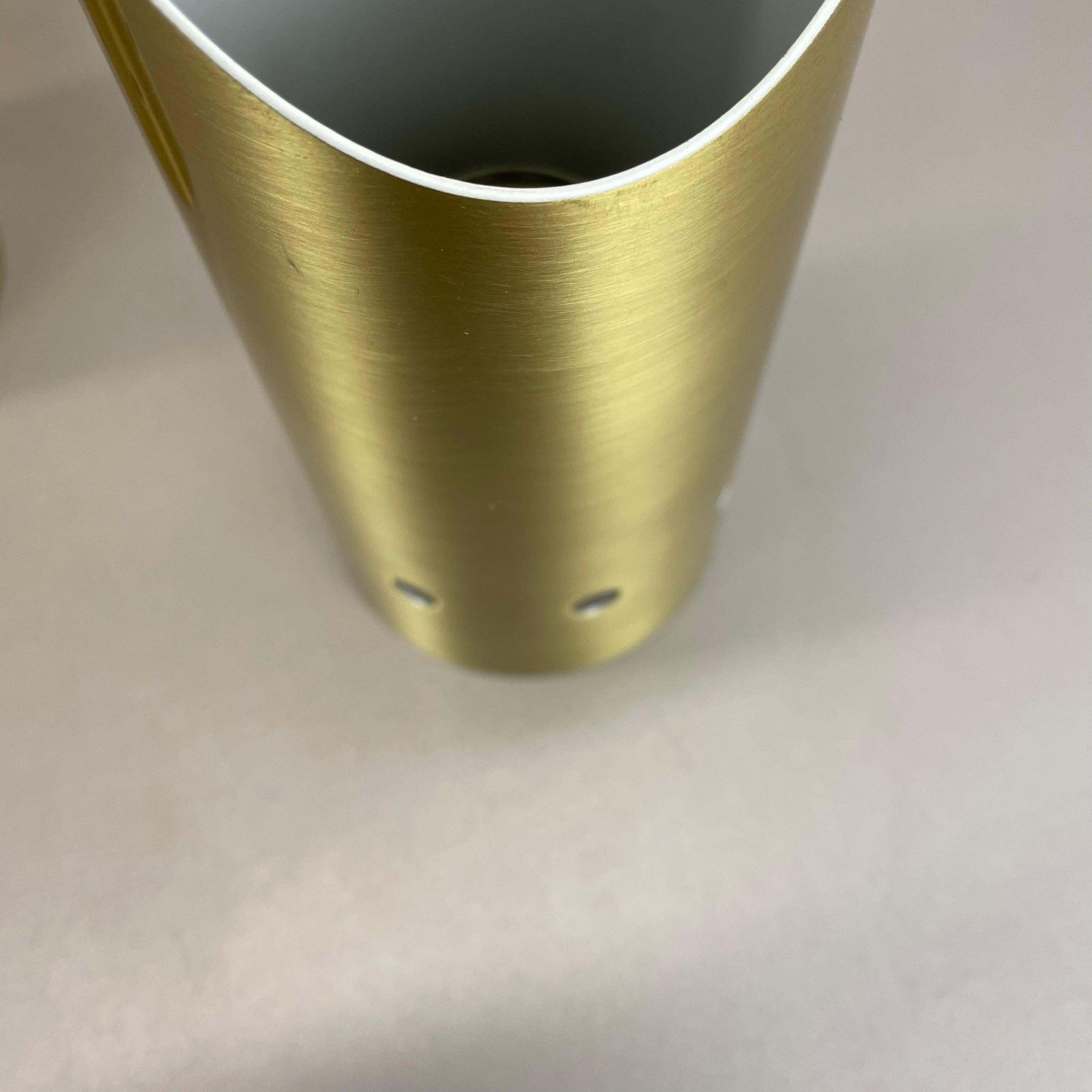 photo for sale Set Of Four Minimalist Brass "Tube" Wall Ceiling Light Sconces, Italy 1970s