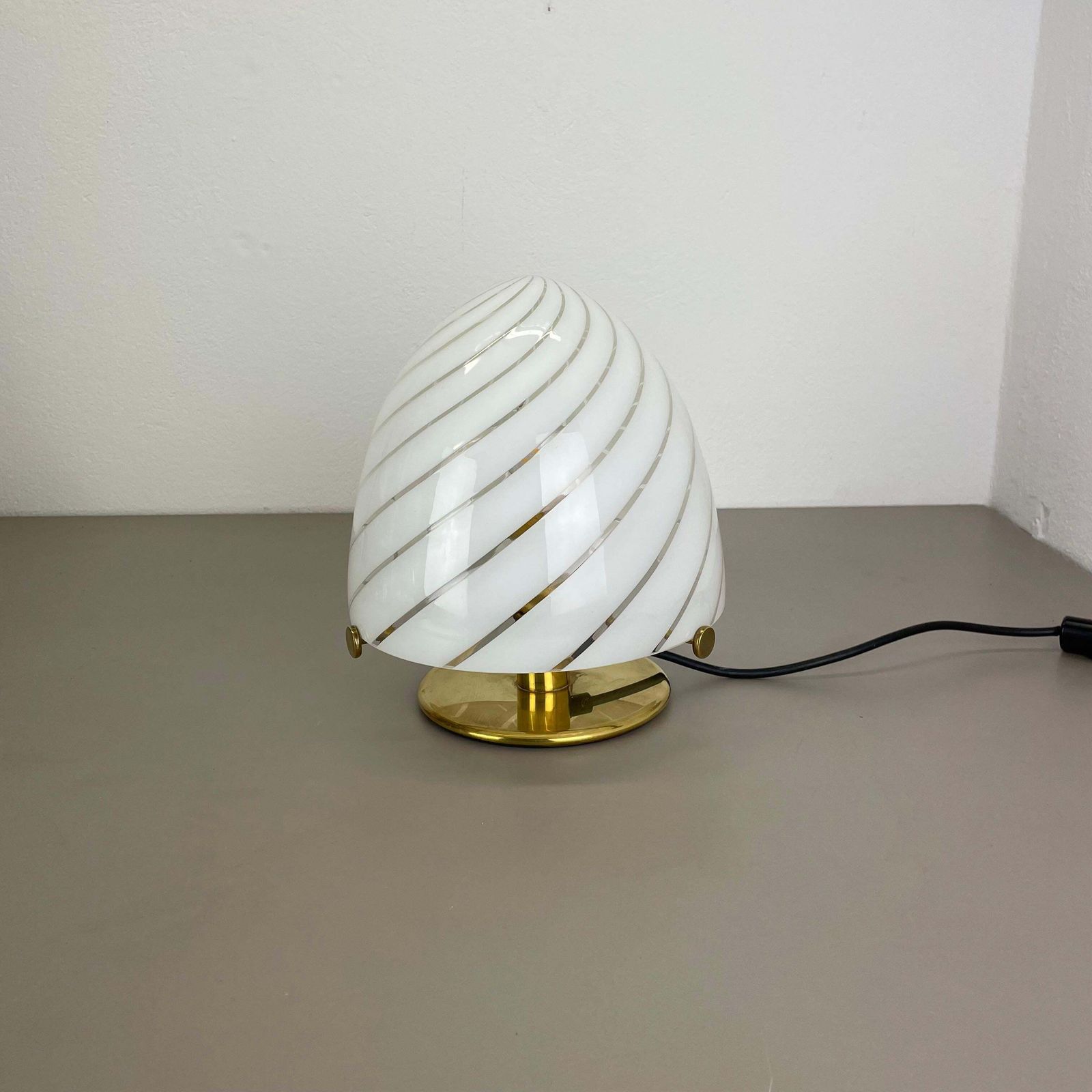 27cm "Swirl" Murano Glass Table Desktop Light Made By Vetri Murano, Italy, 1970s photo for sale