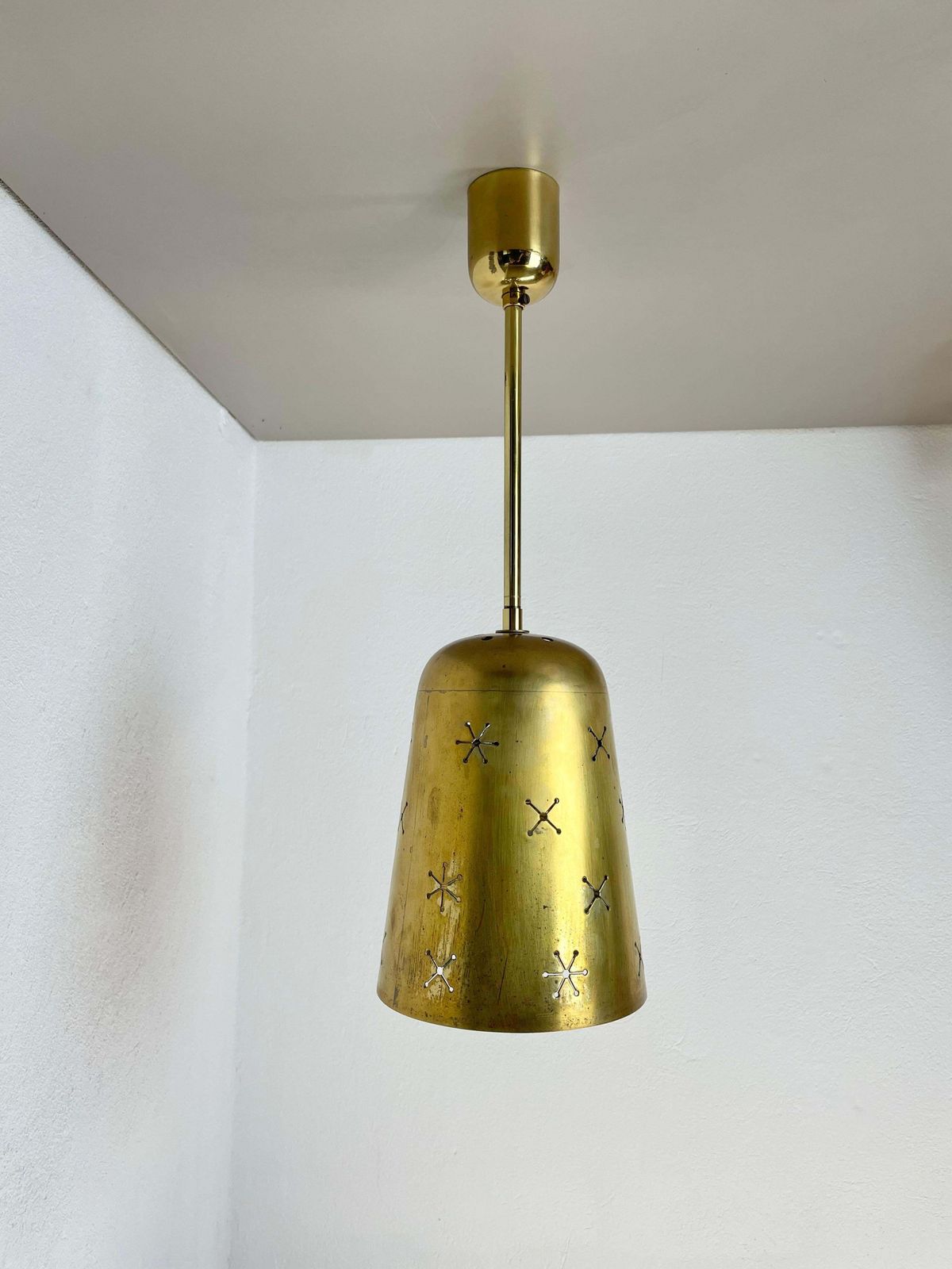 Unique  Midcentury Stilnovo Style Brass And Metal Tube Hanging Light, Italy 1950 photo furniture