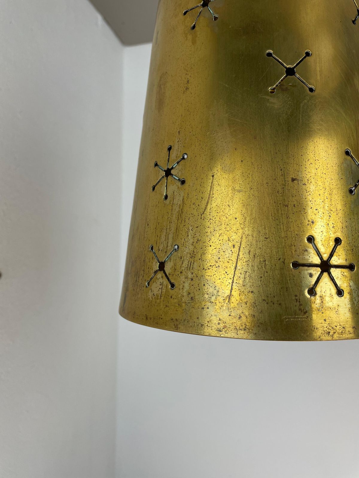 Unique  Midcentury Stilnovo Style Brass And Metal Tube Hanging Light, Italy 1950 photo vintage