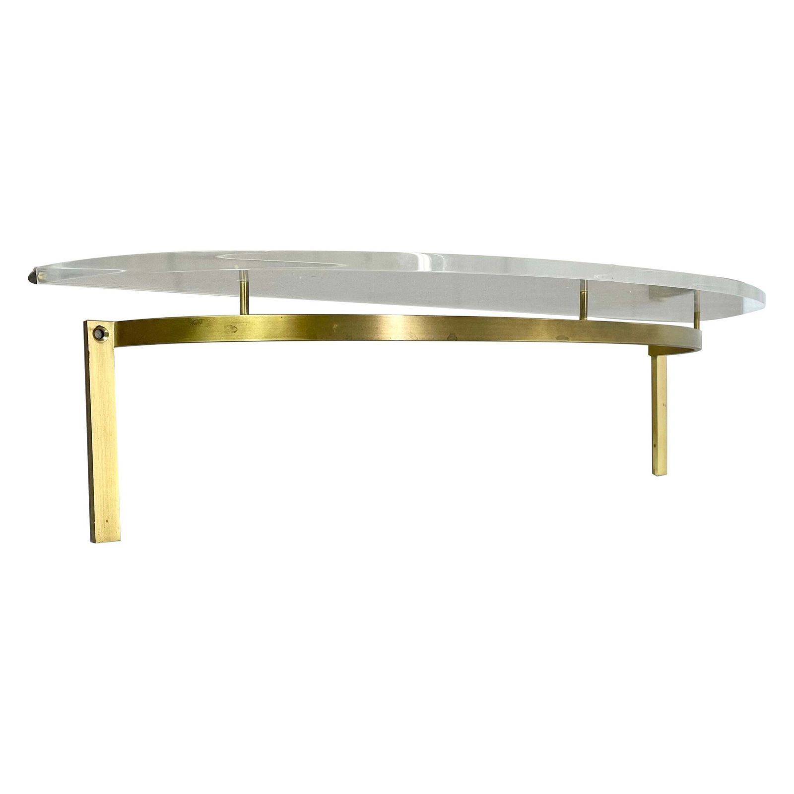 60cm Hollywood Regency Solid Brass And Acryl Glass Wall Board Unit, Italy 1970s
