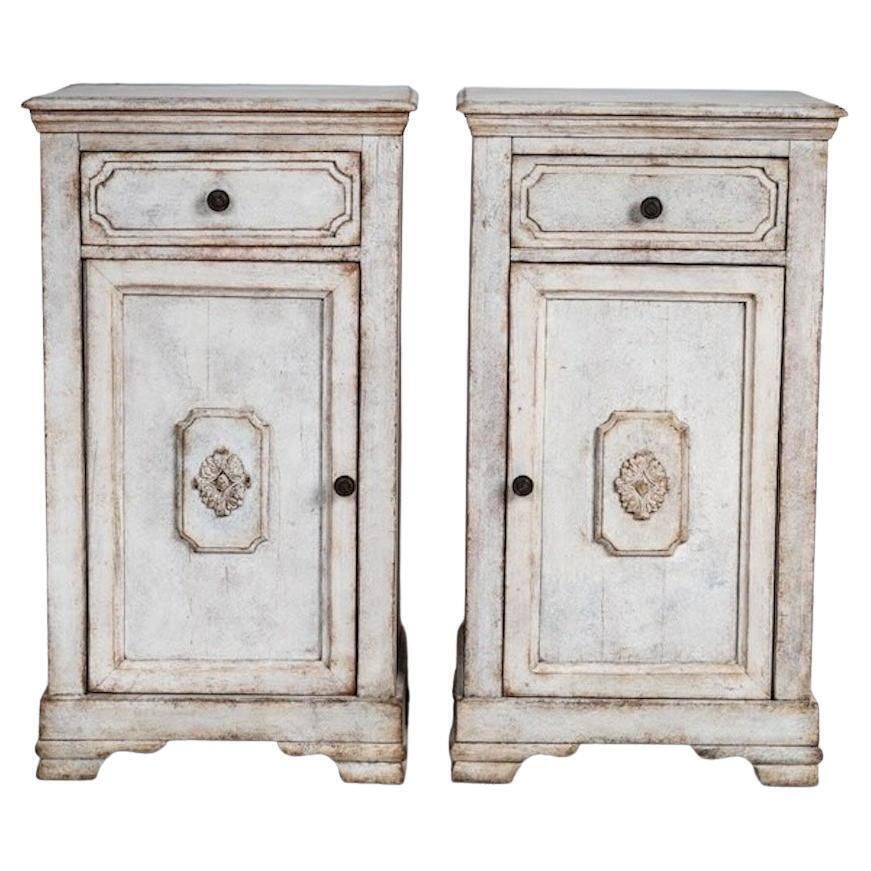 Swedish Gustavian Painted Chest Of Drawers Pair Commode Grey White Bedroom