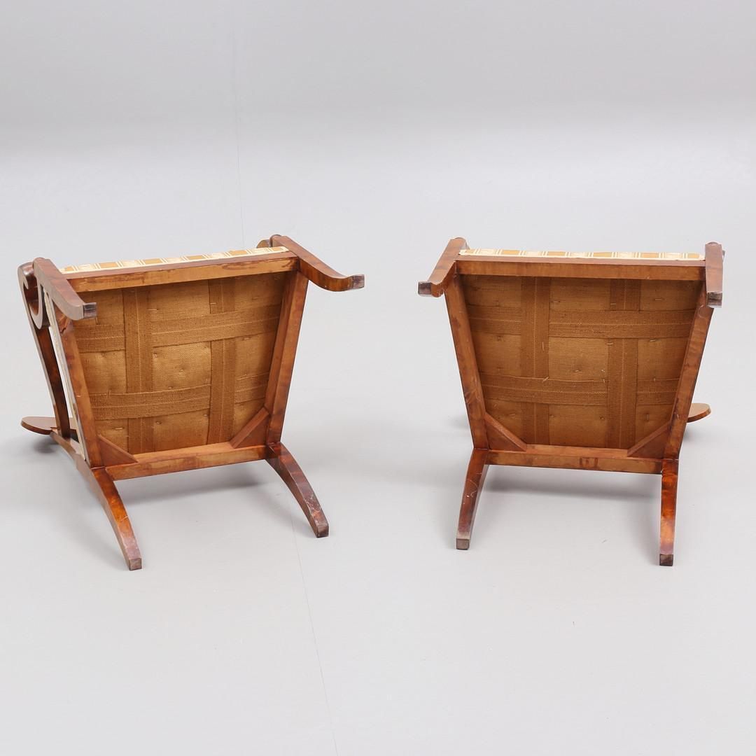 Biedermeier Carver Chairs Swedish Late 1800s Antique Wreath Golden Birch 1800s photo furniture