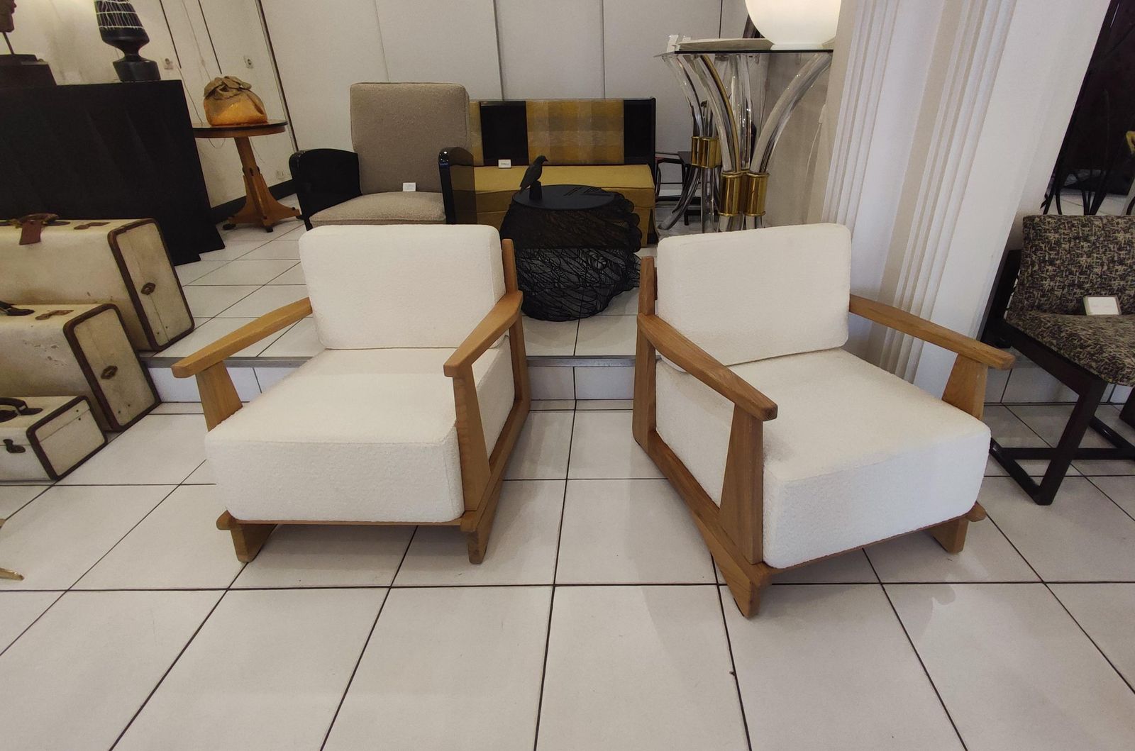 Pair Of Massive Oak Wood Armchairs, Attb Maison Regain photo furniture