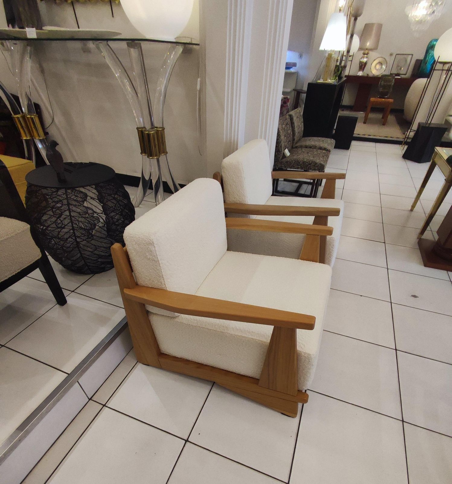 photo buy Pair Of Massive Oak Wood Armchairs, Attb Maison Regain
