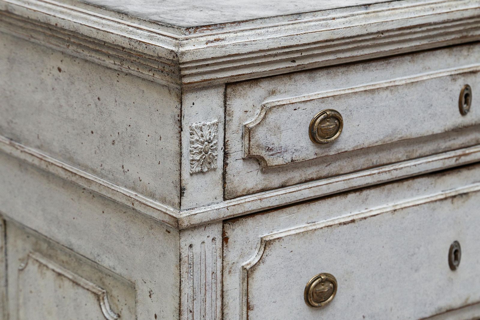 Swedish Gustavian Painted Chest Of Drawers Commode Grey White C.1860 photo for sale