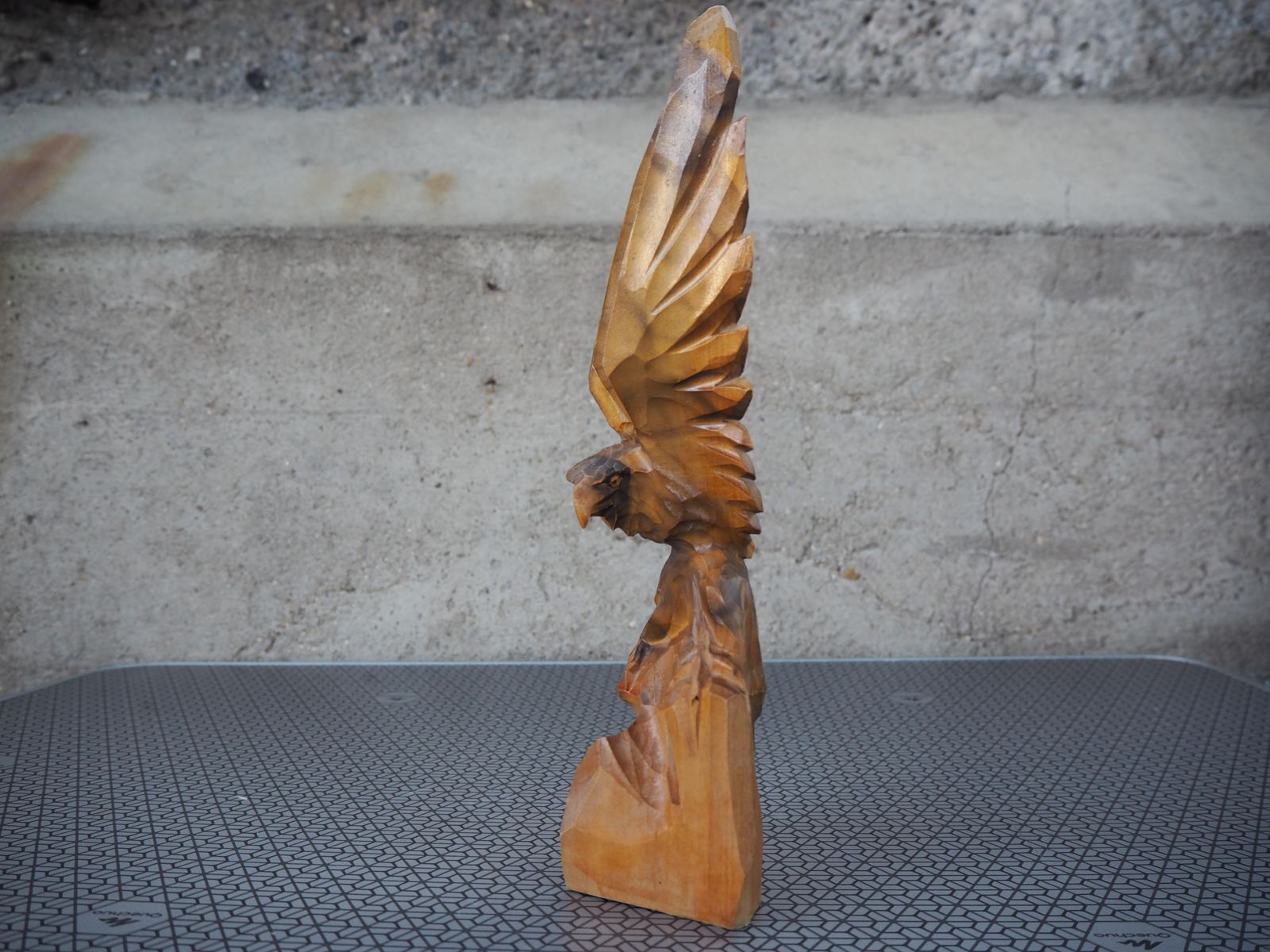 Vintage Eagle Statue, Wood Figure, 1970s photo for sale