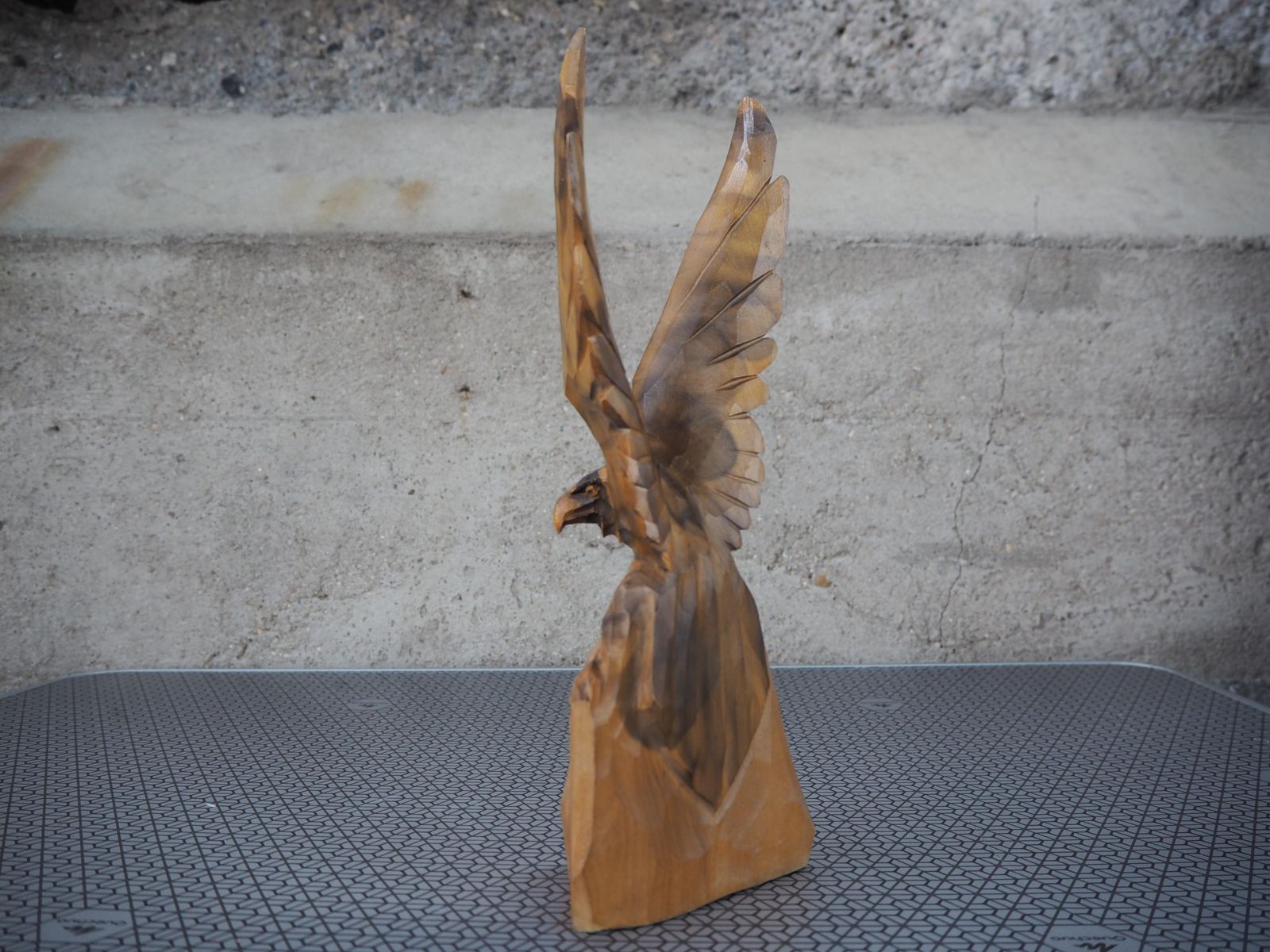 Vintage Eagle Statue, Wood Figure, 1970s photo Art