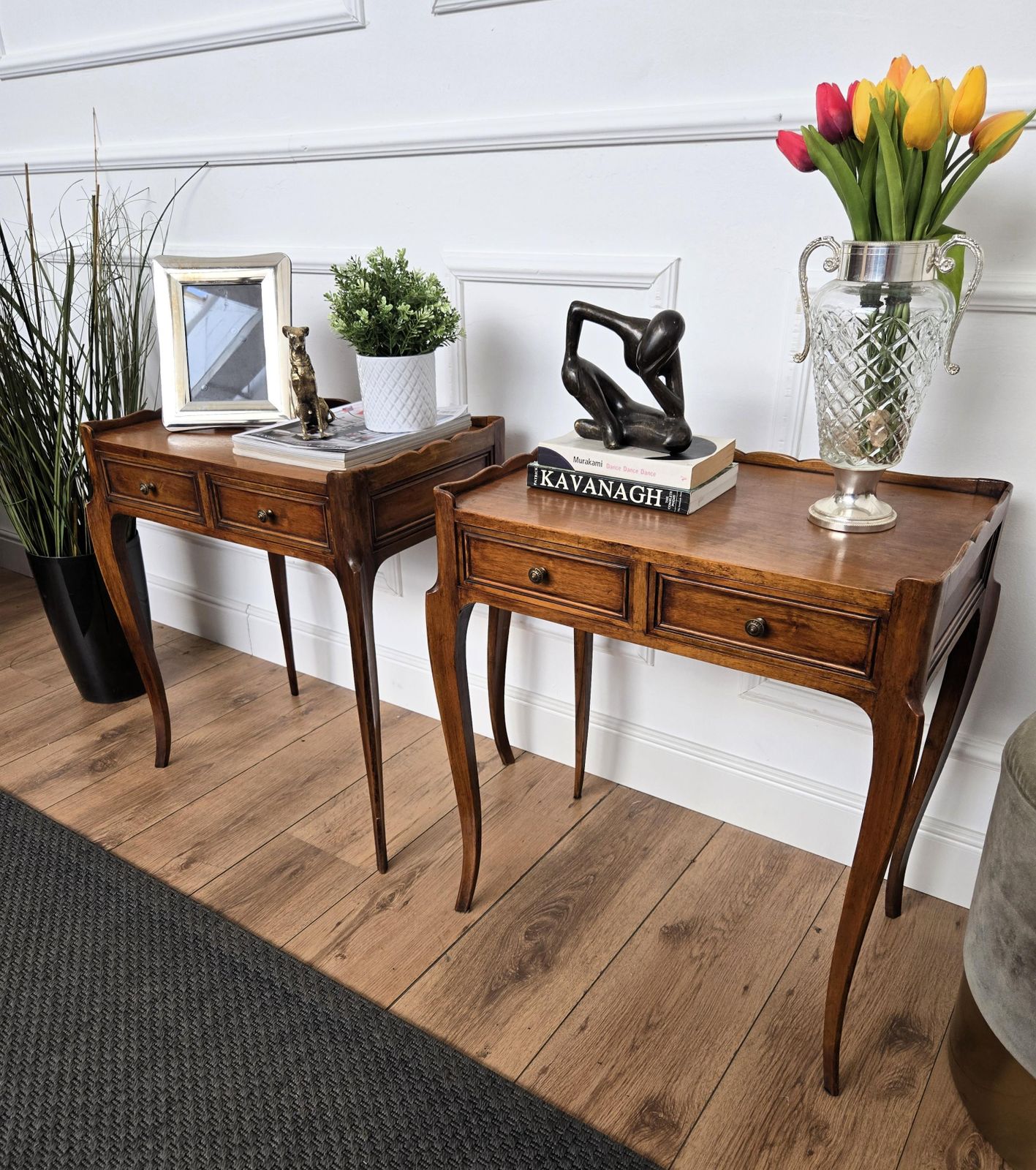 Pair Of Mid Century Modern Italian Rustic Wood Side Tables Or Night Stands photo for sale