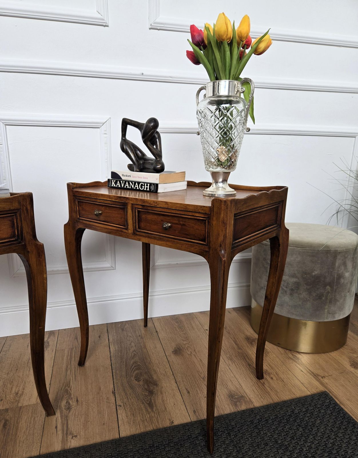 Pair Of Mid Century Modern Italian Rustic Wood Side Tables Or Night Stands photo vintage