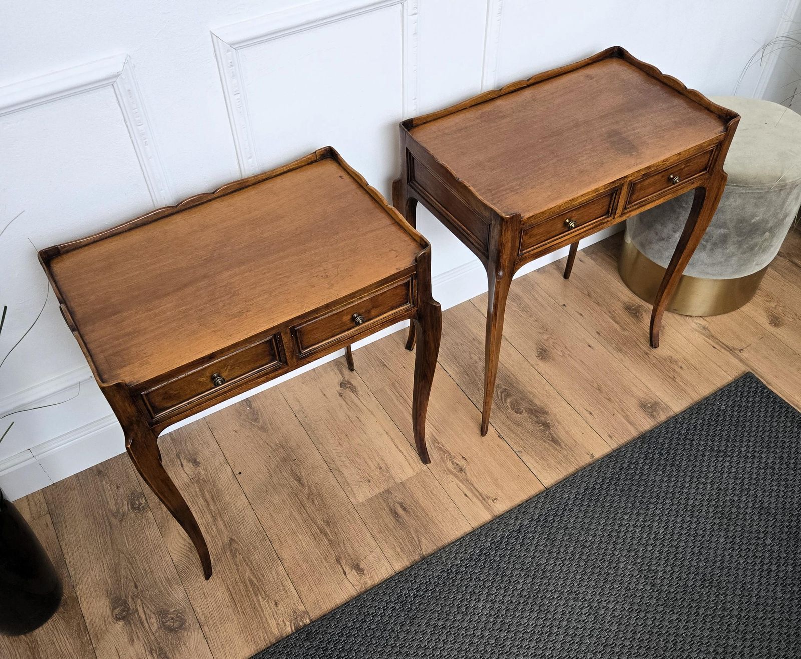 photo furniture Pair Of Mid Century Modern Italian Rustic Wood Side Tables Or Night Stands