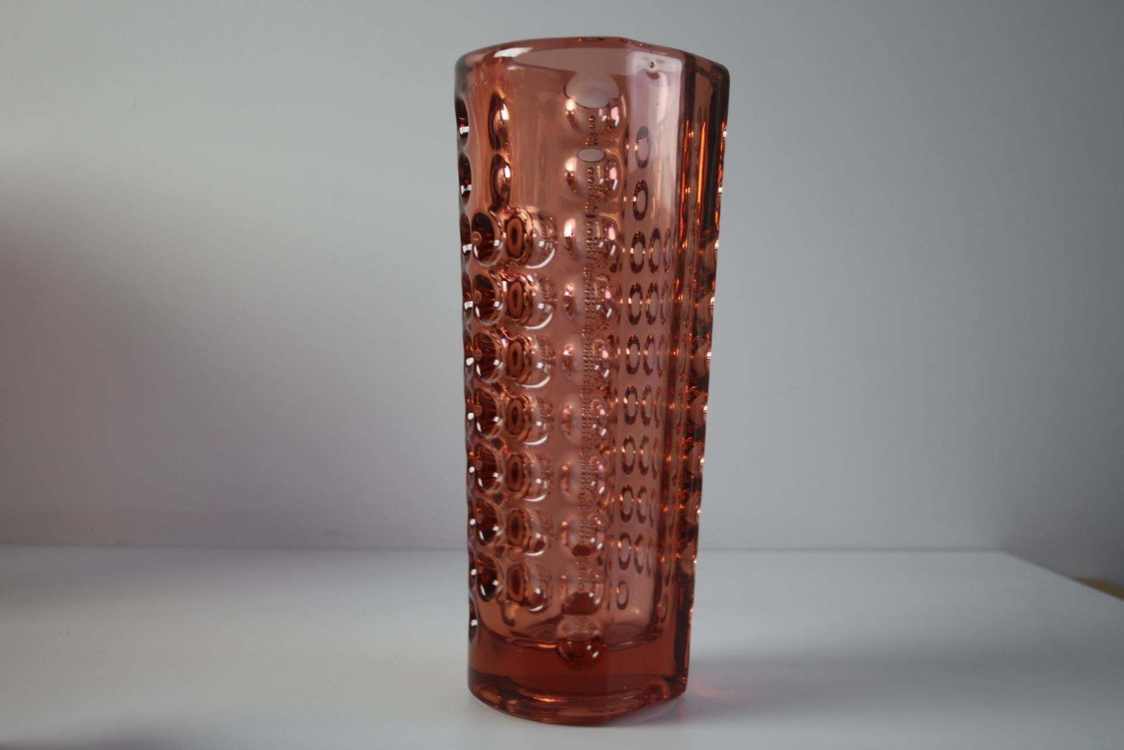 Mid Century Pink Pressed Glass Vase By Rudolf Jurnikl, Czechoslovakia, 1960 photo furniture