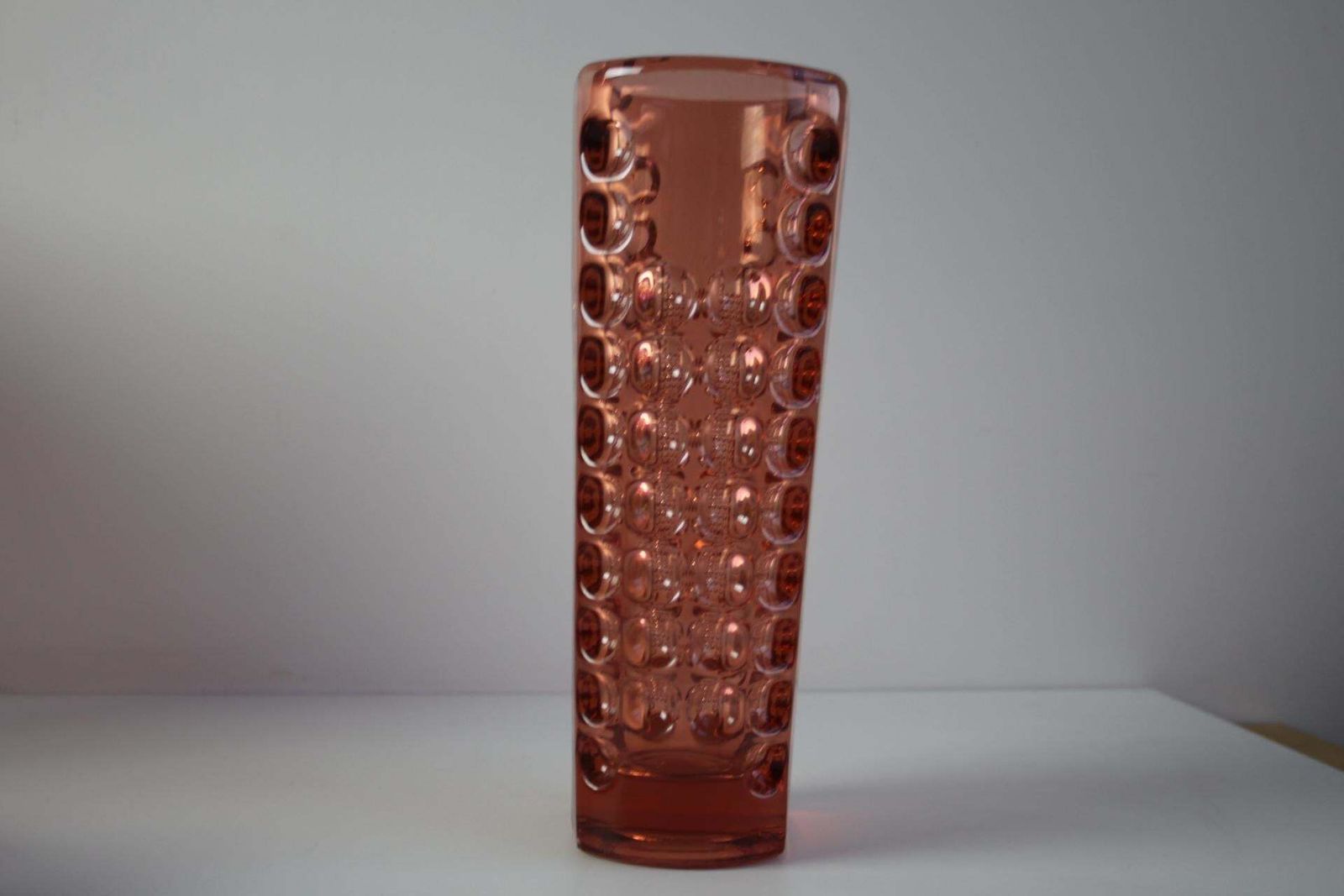 Mid Century Pink Pressed Glass Vase By Rudolf Jurnikl, Czechoslovakia, 1960 photo 370.0