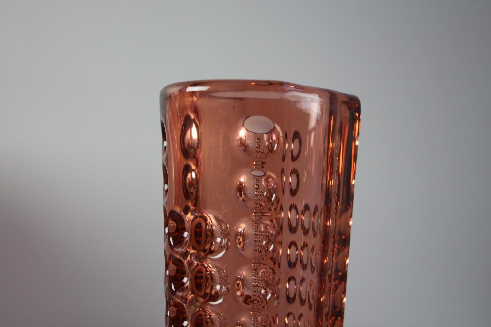 Mid Century Pink Pressed Glass Vase By Rudolf Jurnikl, Czechoslovakia, 1960 photo vinterior