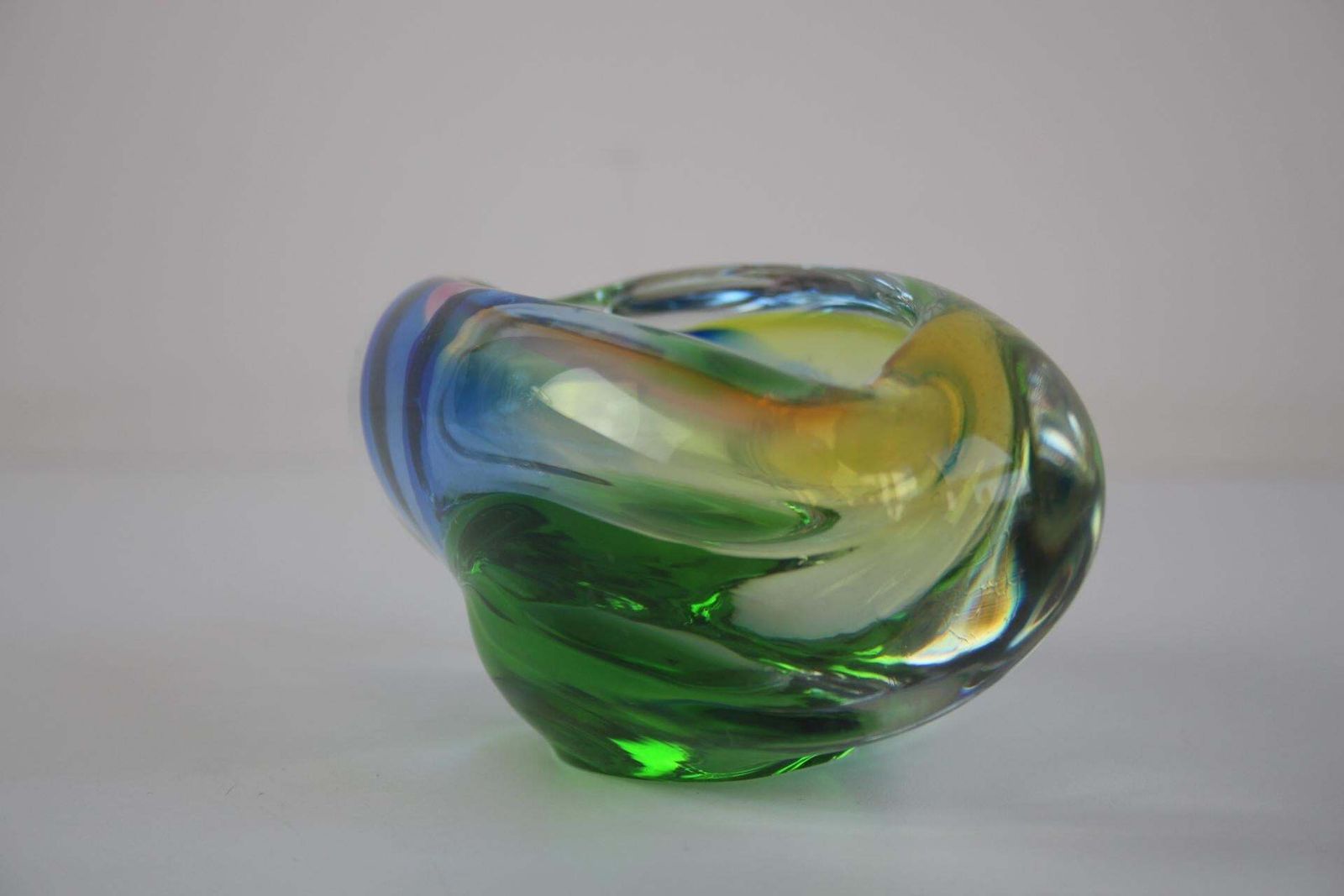 Mid Century Czech Ashtray, Hand Formed Art Glass, C. 1960s photo buy