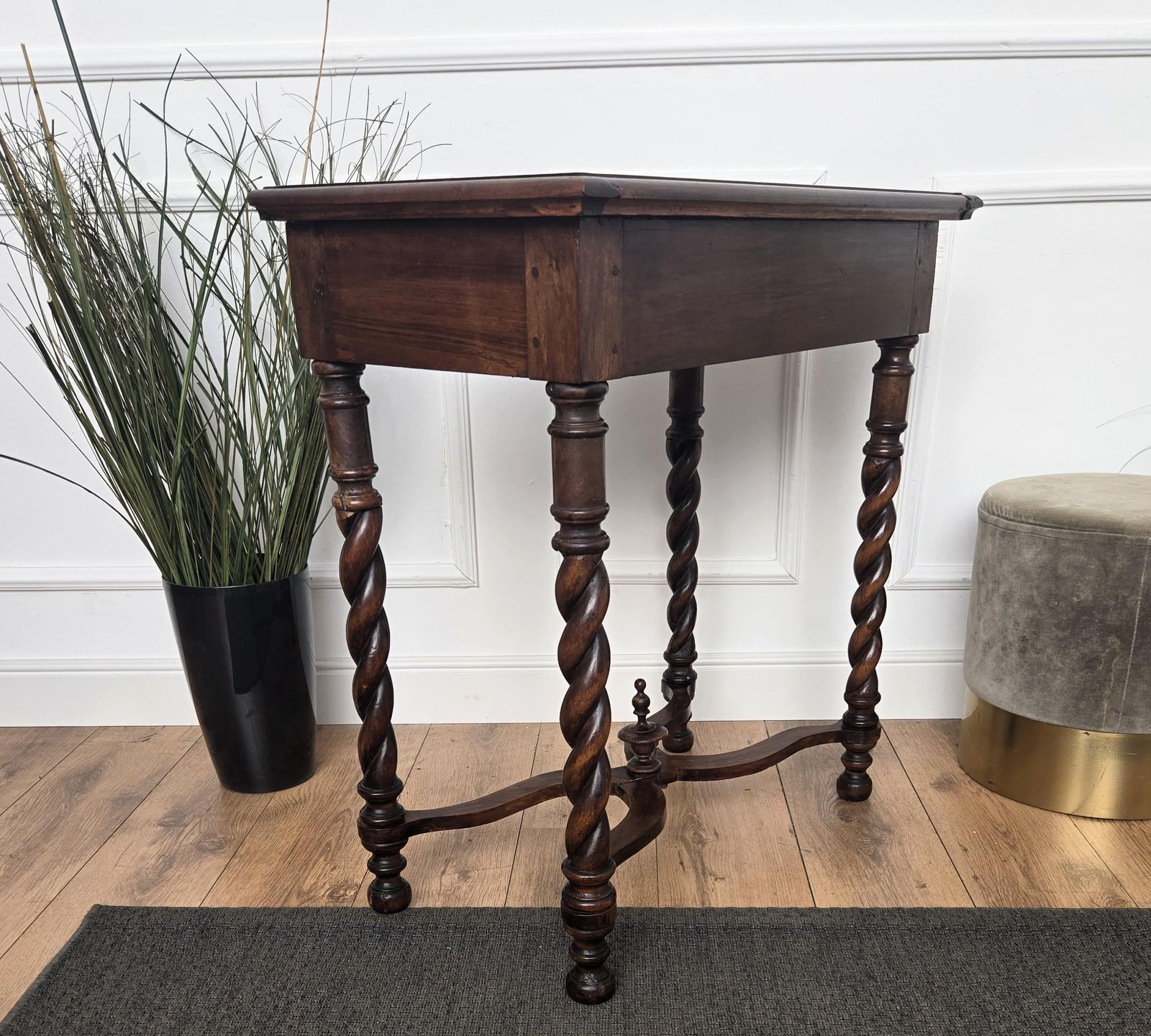 Antique Italian Walnut Console Desk Side Table With Carved Legs photo buy