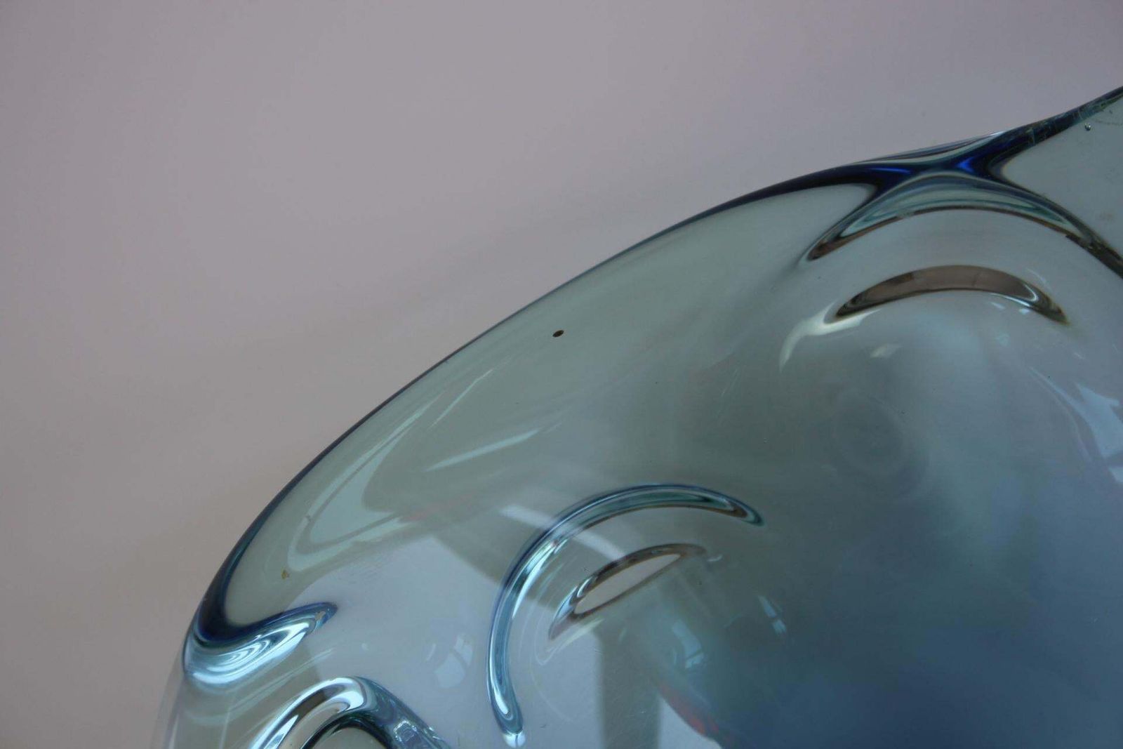 Mid Century Czech Art Glass Bowl By Chribska, Blue & Green, 1960s photo vintage
