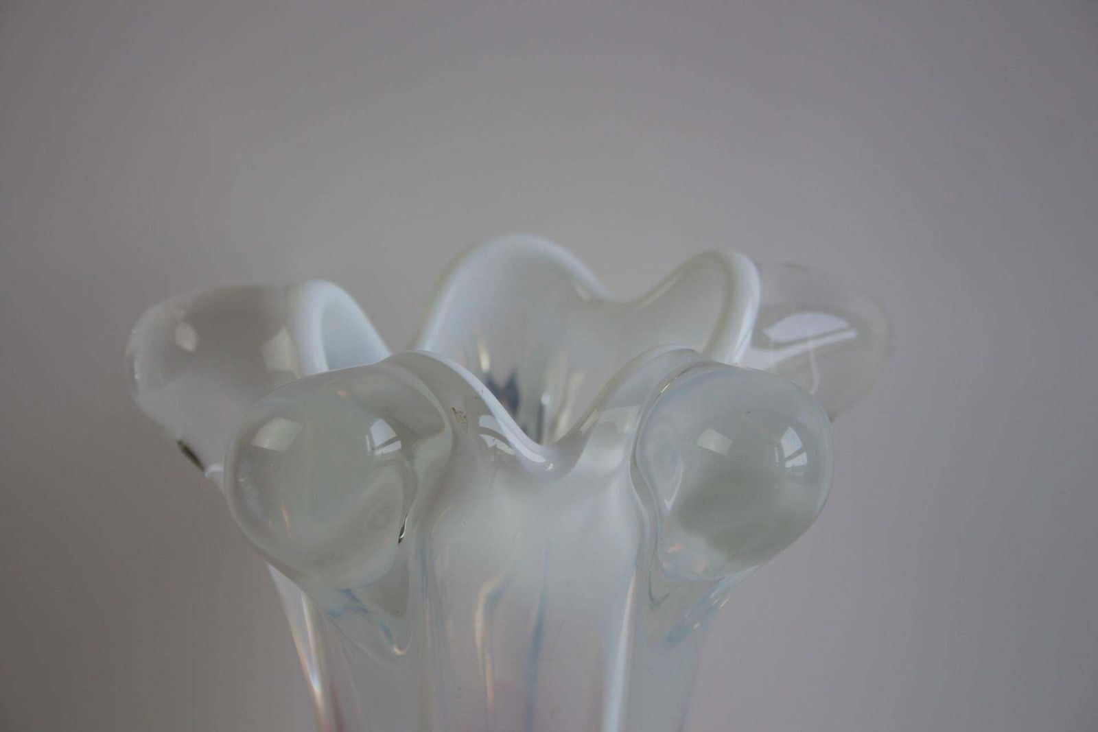 Stunning Mid Century Czech Art Glass Vase By Hospodka Red, Pink, And Lime Green photo for sale