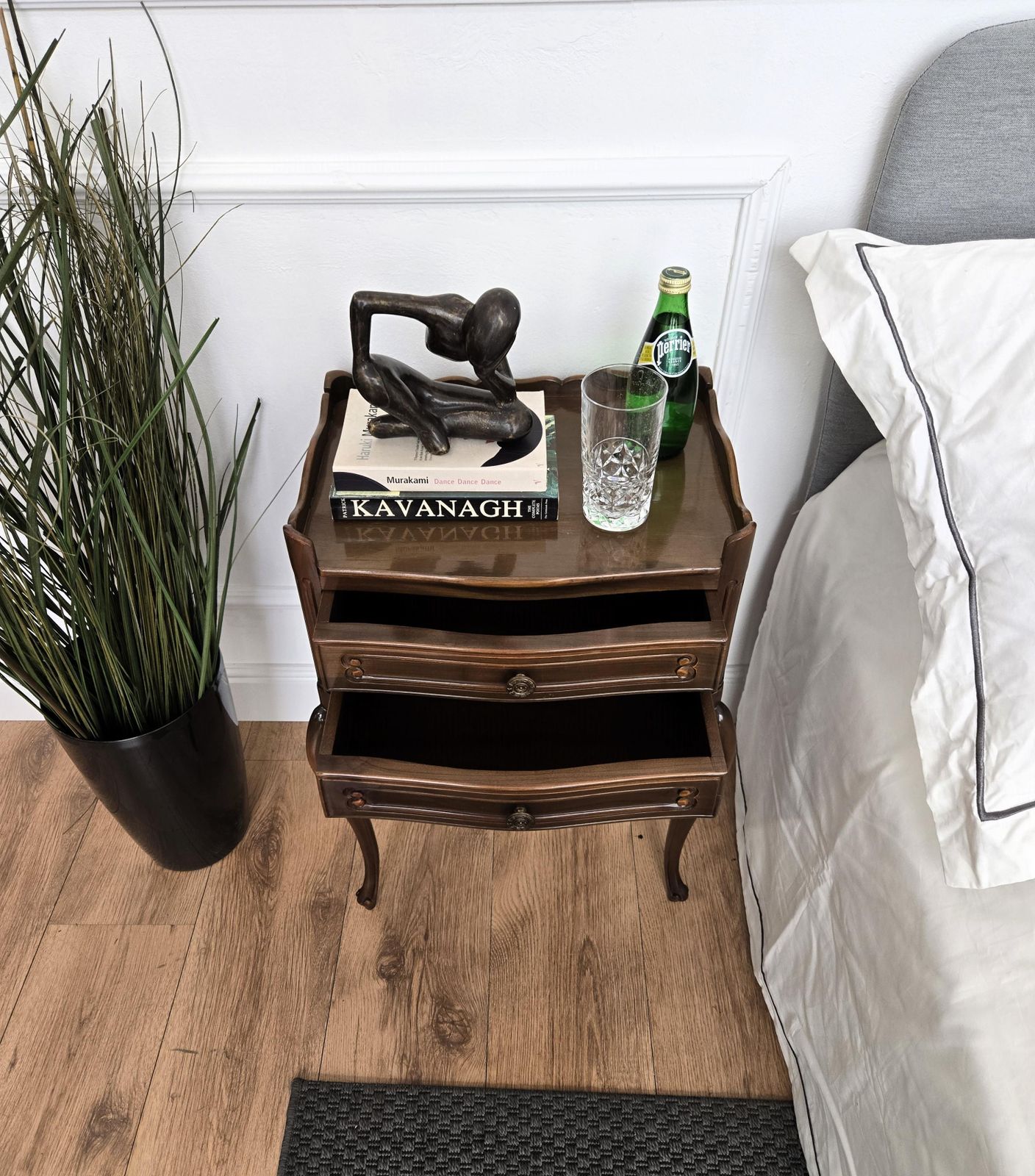 Pair Of French Nightstands With Three Drawers And Carbriole Legs photo for sale