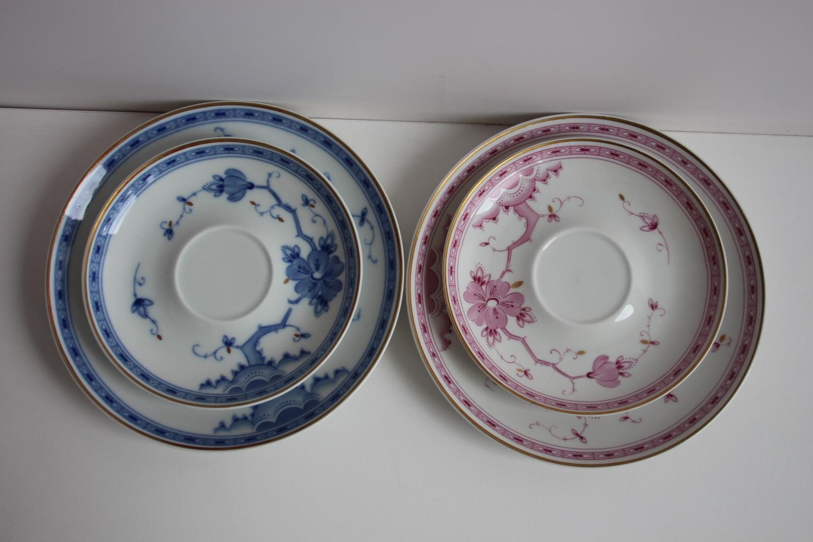 Wallendorf 1764 “Friendship” Porcelain Tea Set – Pink & Blue Service For Two photo vintage