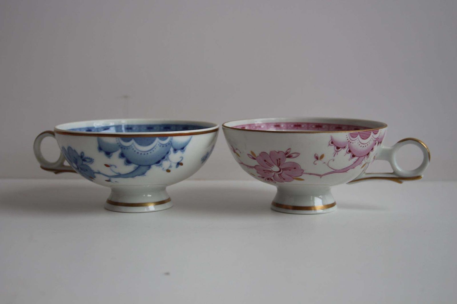 Home Decor Wallendorf 1764 “Friendship” Porcelain Tea Set – Pink & Blue Service For Two photo