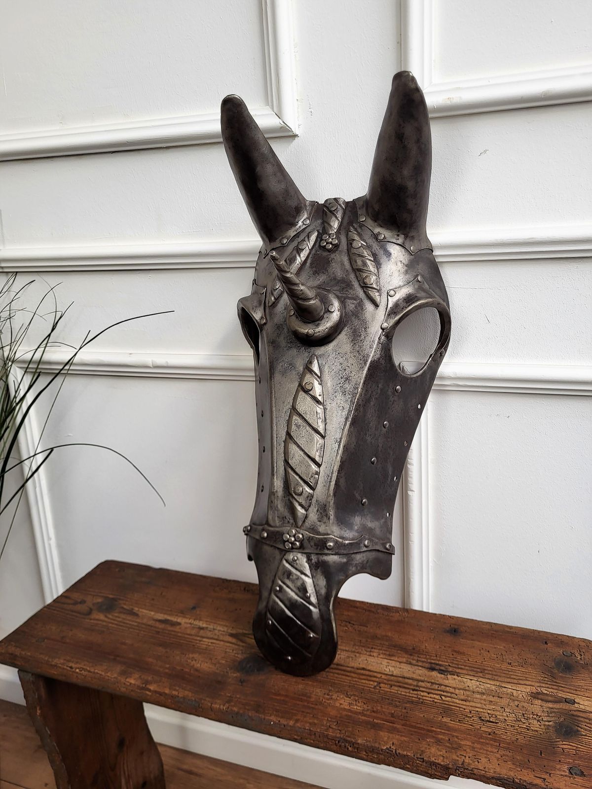 18th Century Italian Wrought Iron Chamfron, Shaffron, Horse Armor Mask photo for sale
