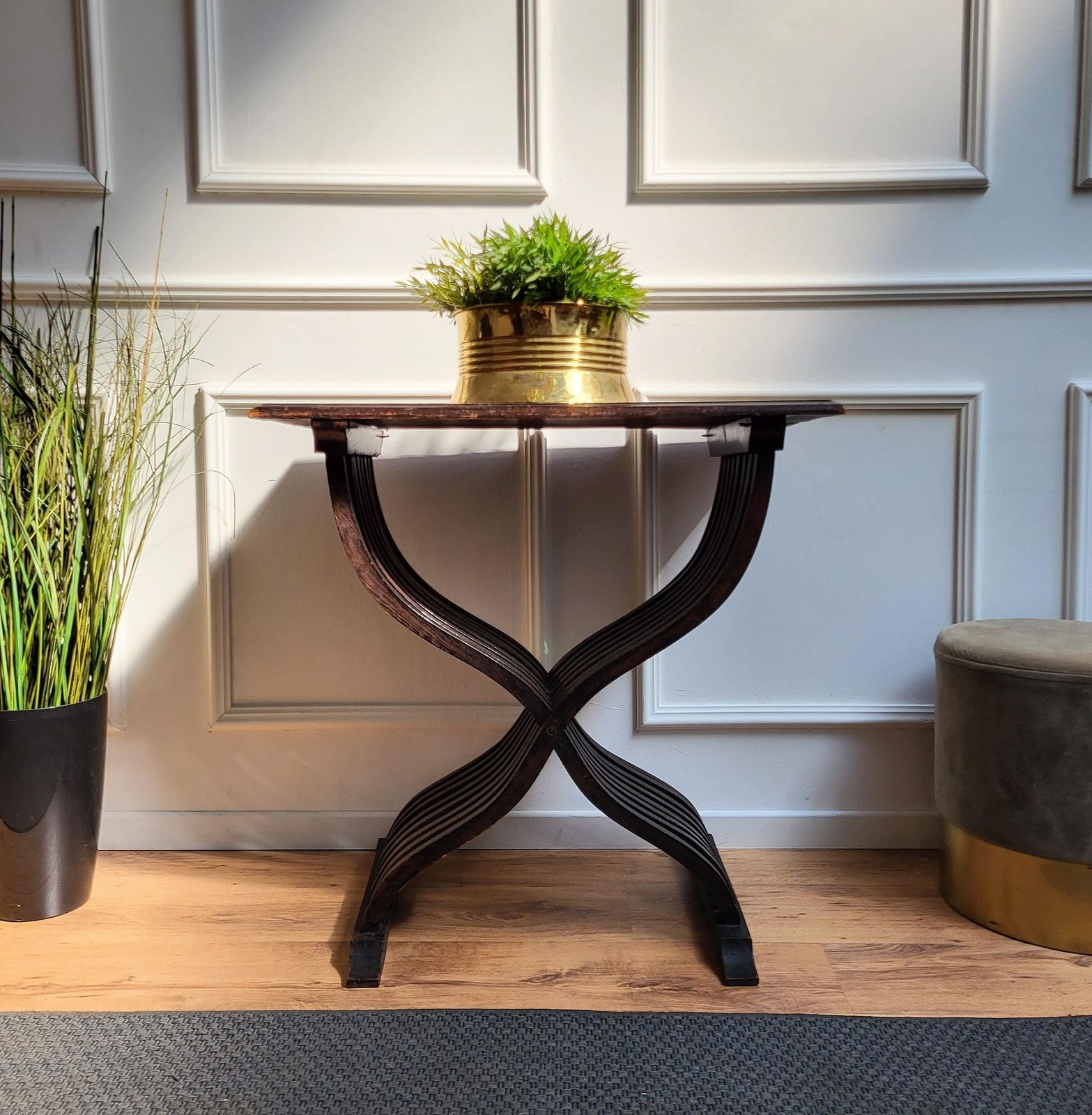 Antique Italian Walnut Savonarola Console Table Or Side Table photo 1327.0
