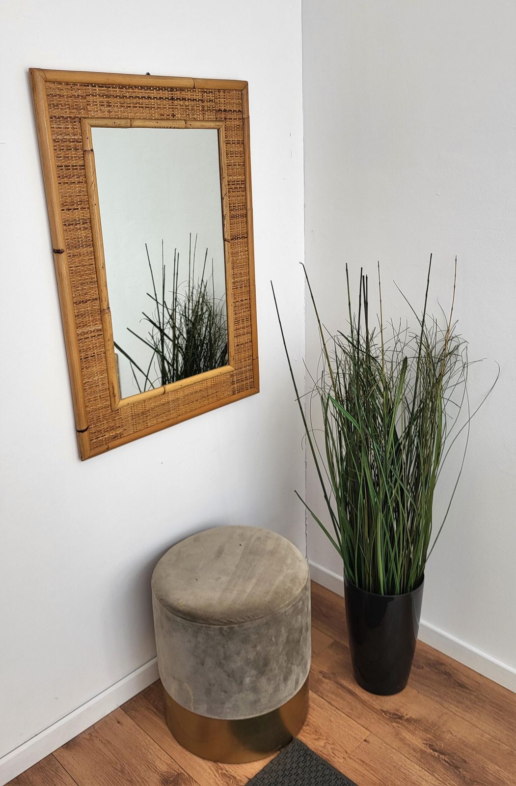 1970s Italian Dal Vera Bamboo Rattan Midcentury French Riviera Mirror photo furniture