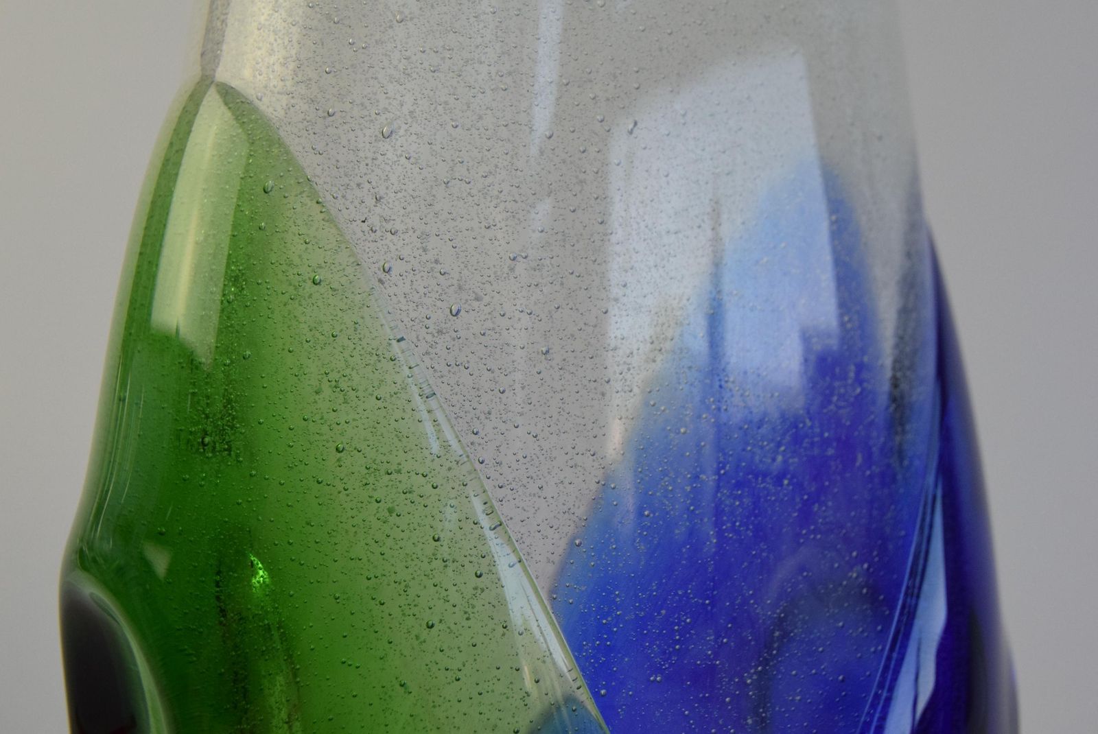 Czech Sommerso Art Glass Vase In Blue And Green photo vinterior