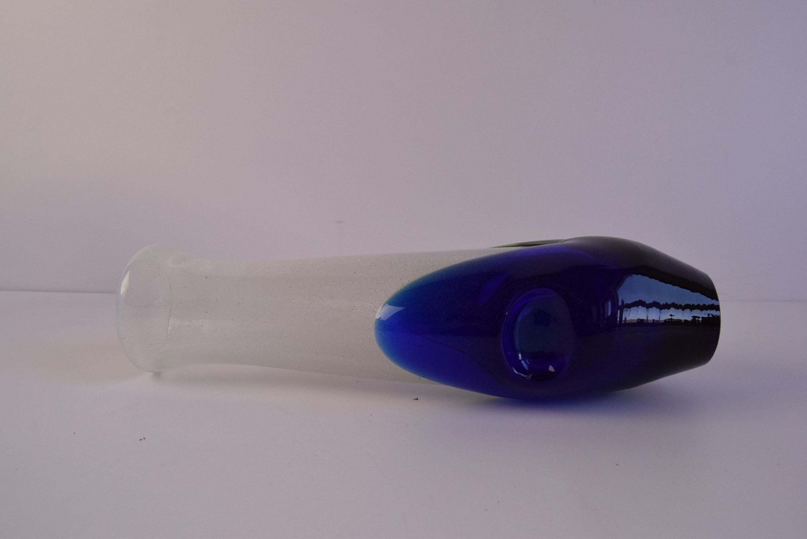 photo for sale Czech Sommerso Art Glass Vase In Blue And Green