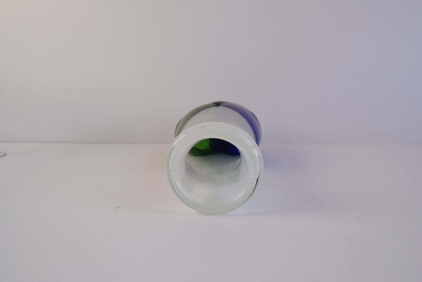 Home Decor Czech Sommerso Art Glass Vase In Blue And Green photo