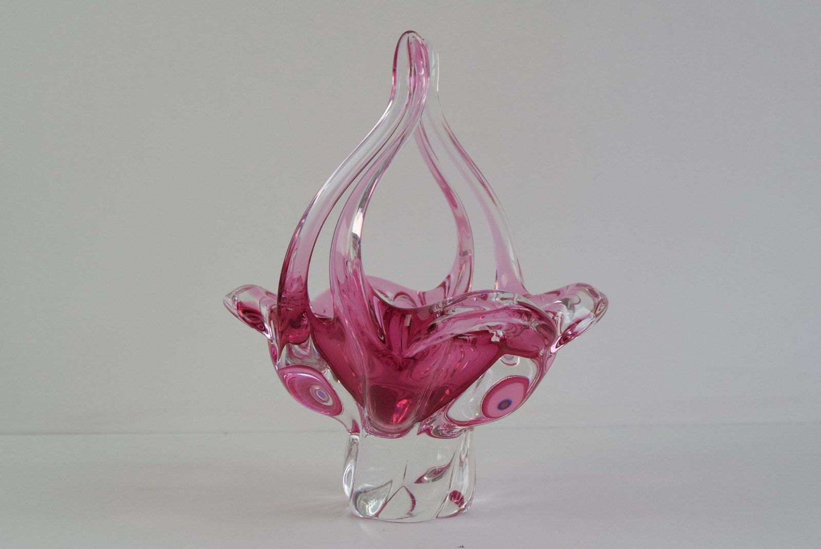 Mid Century Czech Art Glass Basket Bowl By Josef Hospodka photo furniture