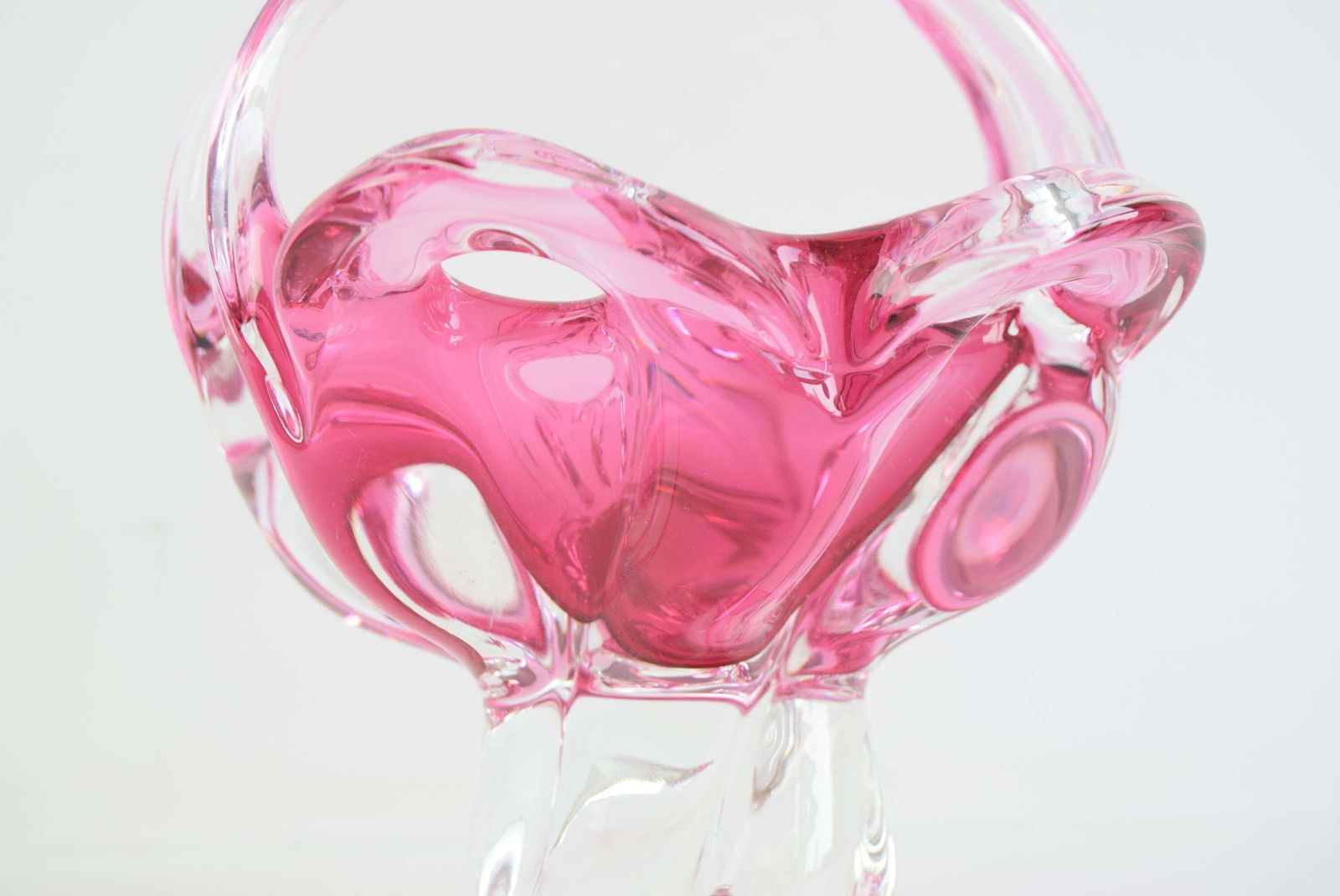 Mid Century Czech Art Glass Basket Bowl By Josef Hospodka photo vinterior