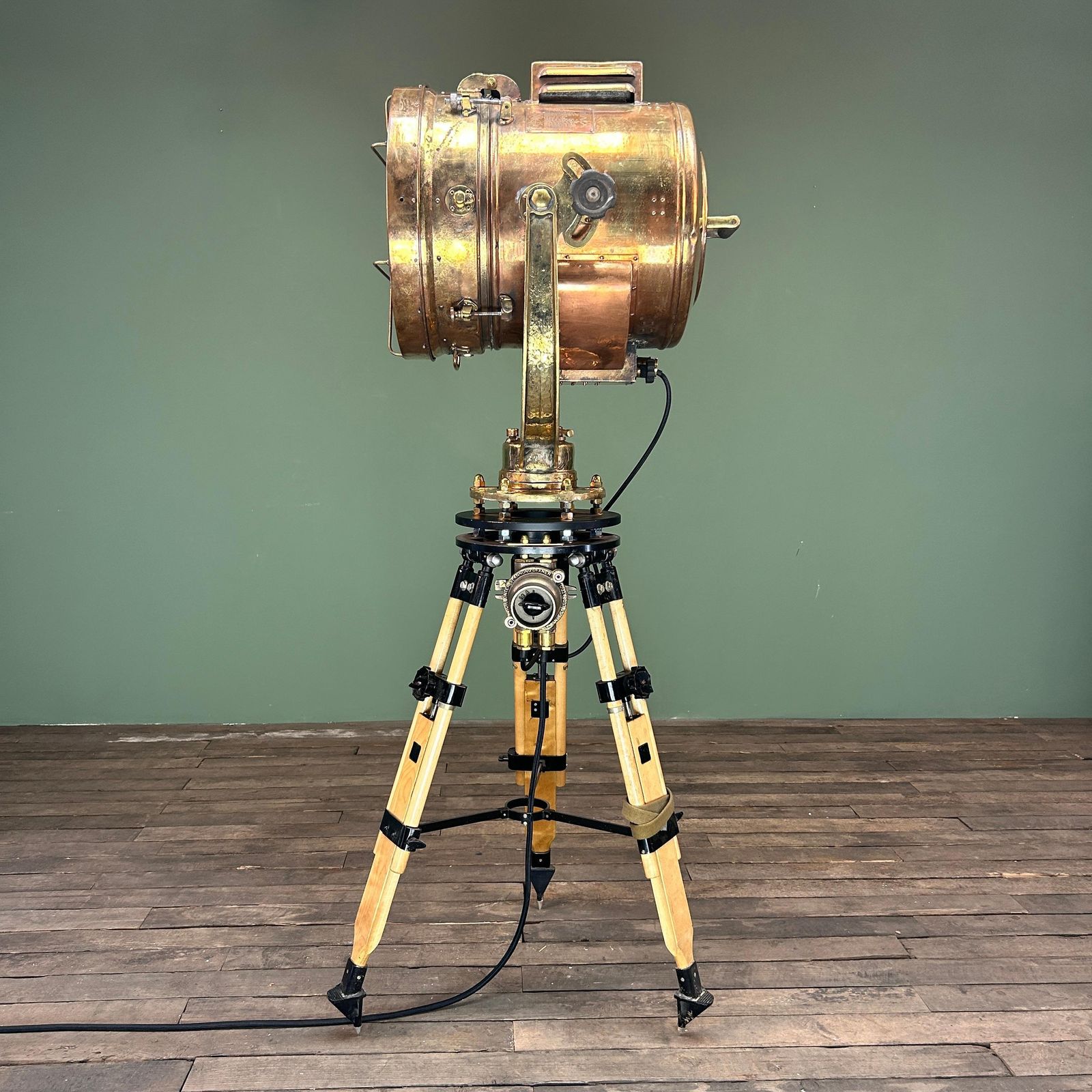 1970's Japanese Brass Industrial Signalling Lamp Tripod By Shonan Kosakusho photo 6366.0
