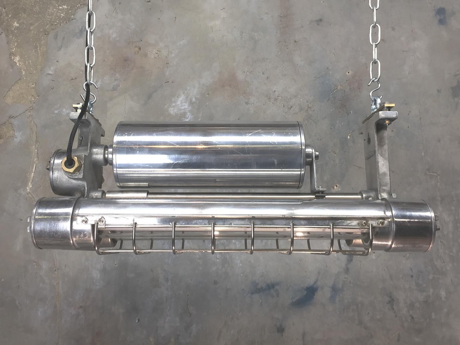 Lighting Japanese Aluminum Flameproof Strip Light, Brass Fittings And Chrome Cage photo