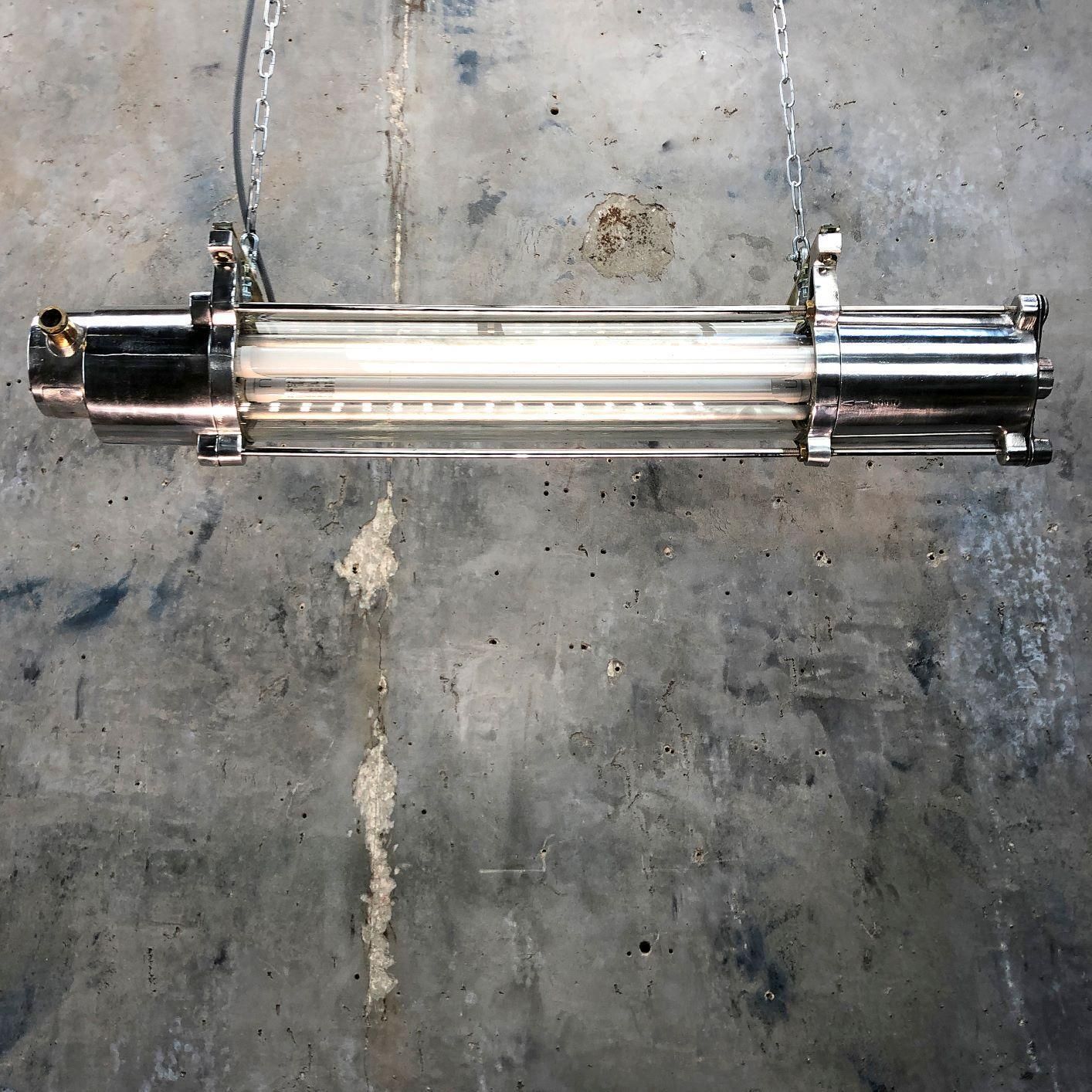 1970s German Industrial Cast Aluminum And Glass T8 Explosion Proof Striplight photo for sale