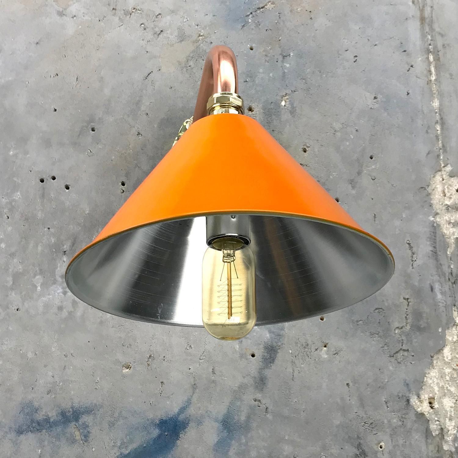 photo vinterior 1980s Ex British Army Light Shade / Copper & Brass Cantilever, Custom Colours