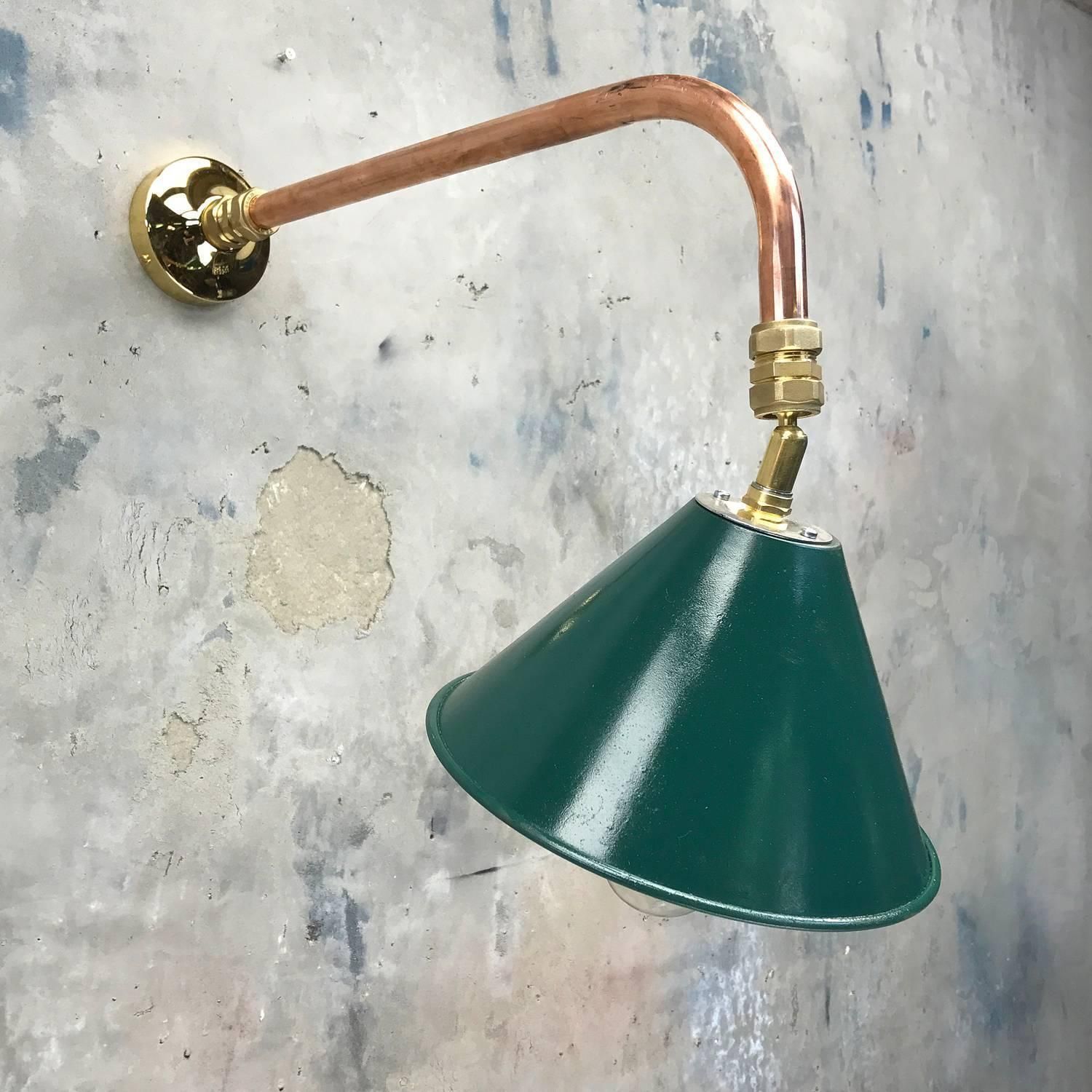 1980s Ex British Army Festoon Shade And Copper Cantilever Wall Lamp Edison Bulb photo for sale