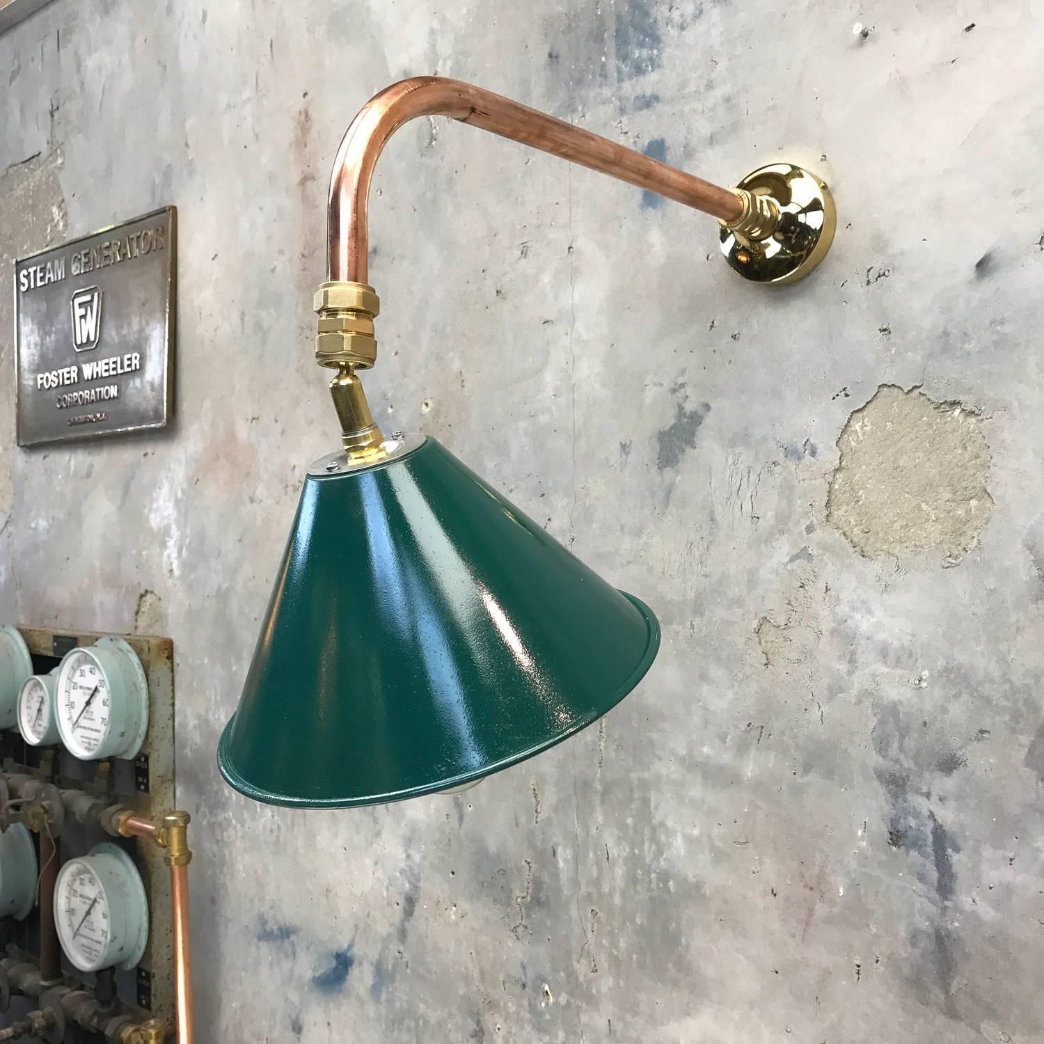 1980s Ex British Army Festoon Shade And Copper Cantilever Wall Lamp Edison Bulb photo Lighting