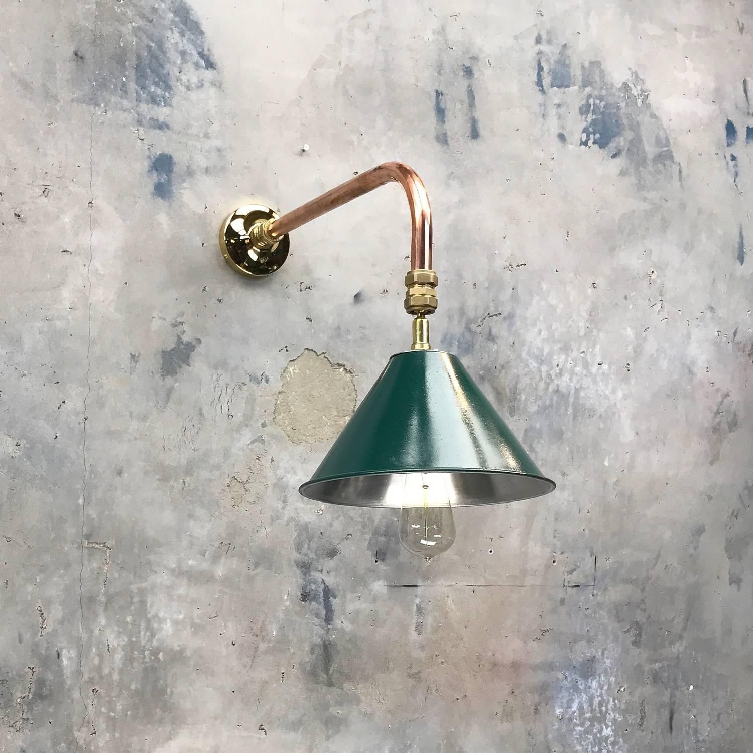1980s Ex British Army Festoon Shade And Copper Cantilever Wall Lamp Edison Bulb photo vintage